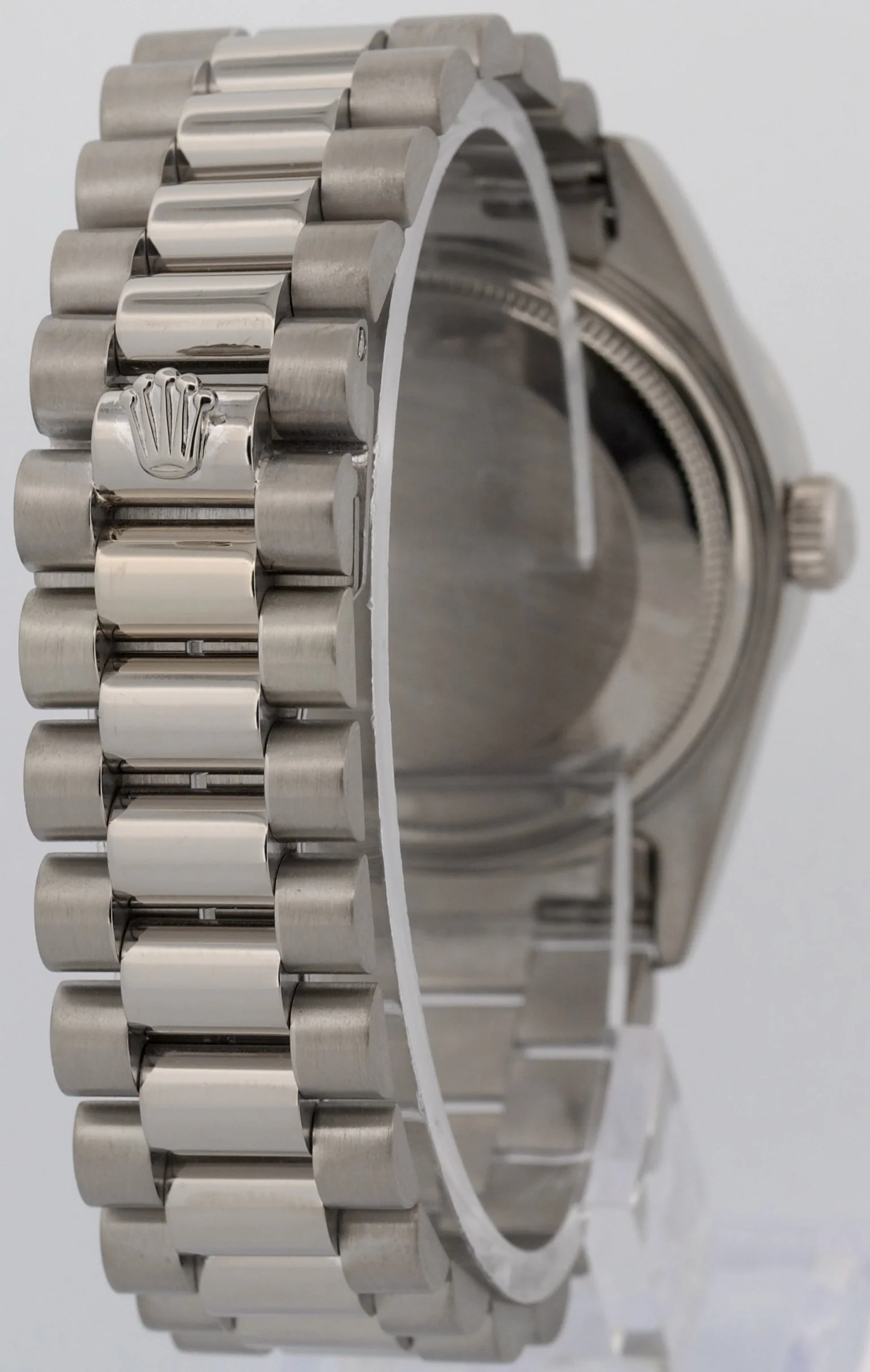 Rolex Day-Date President Silver FACTORY DIAMOND BEZEL 36mm 18K White Gold 18049 - Image 6