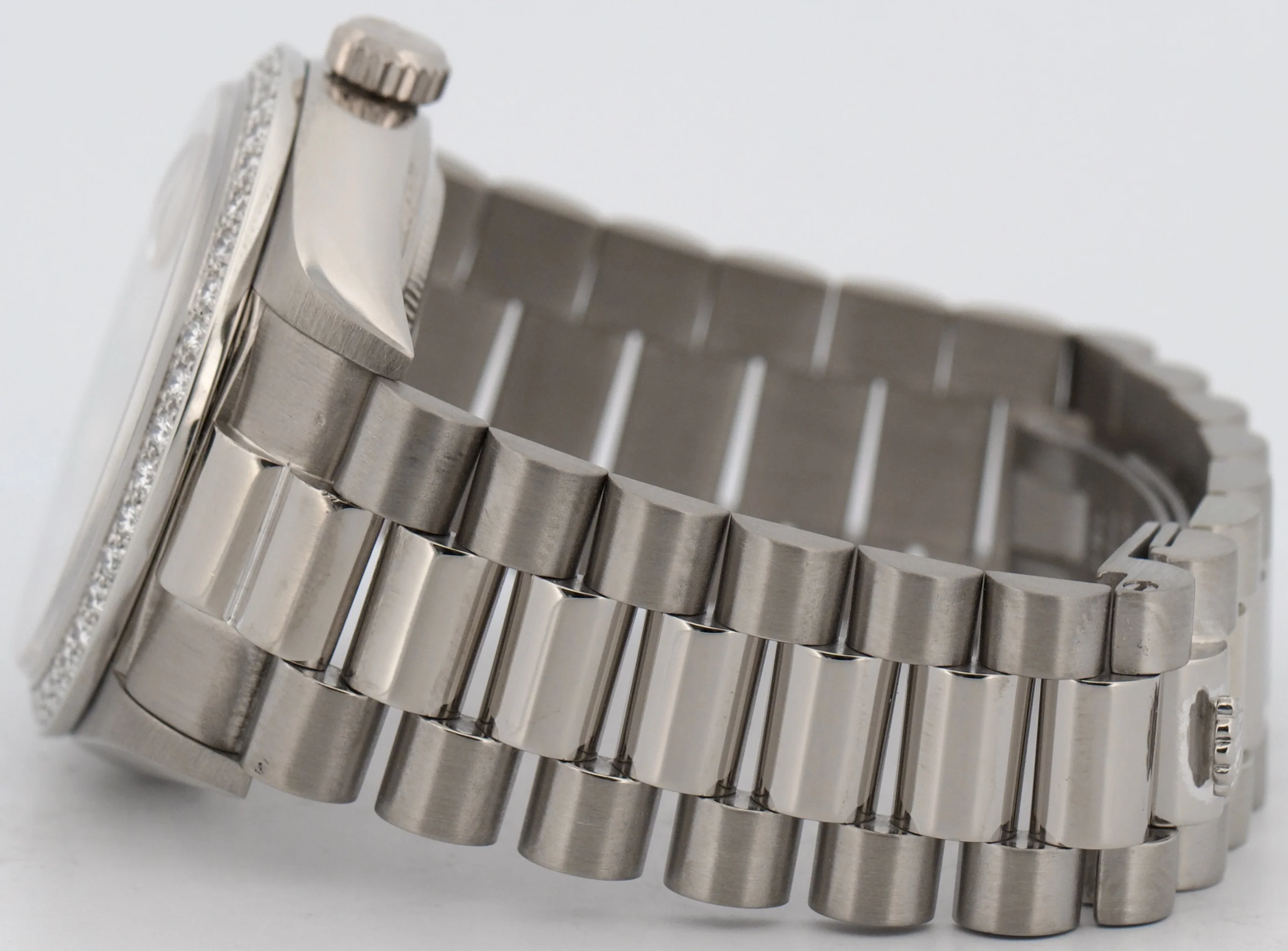 Rolex Day-Date President Silver FACTORY DIAMOND BEZEL 36mm 18K White Gold 18049 - Image 7