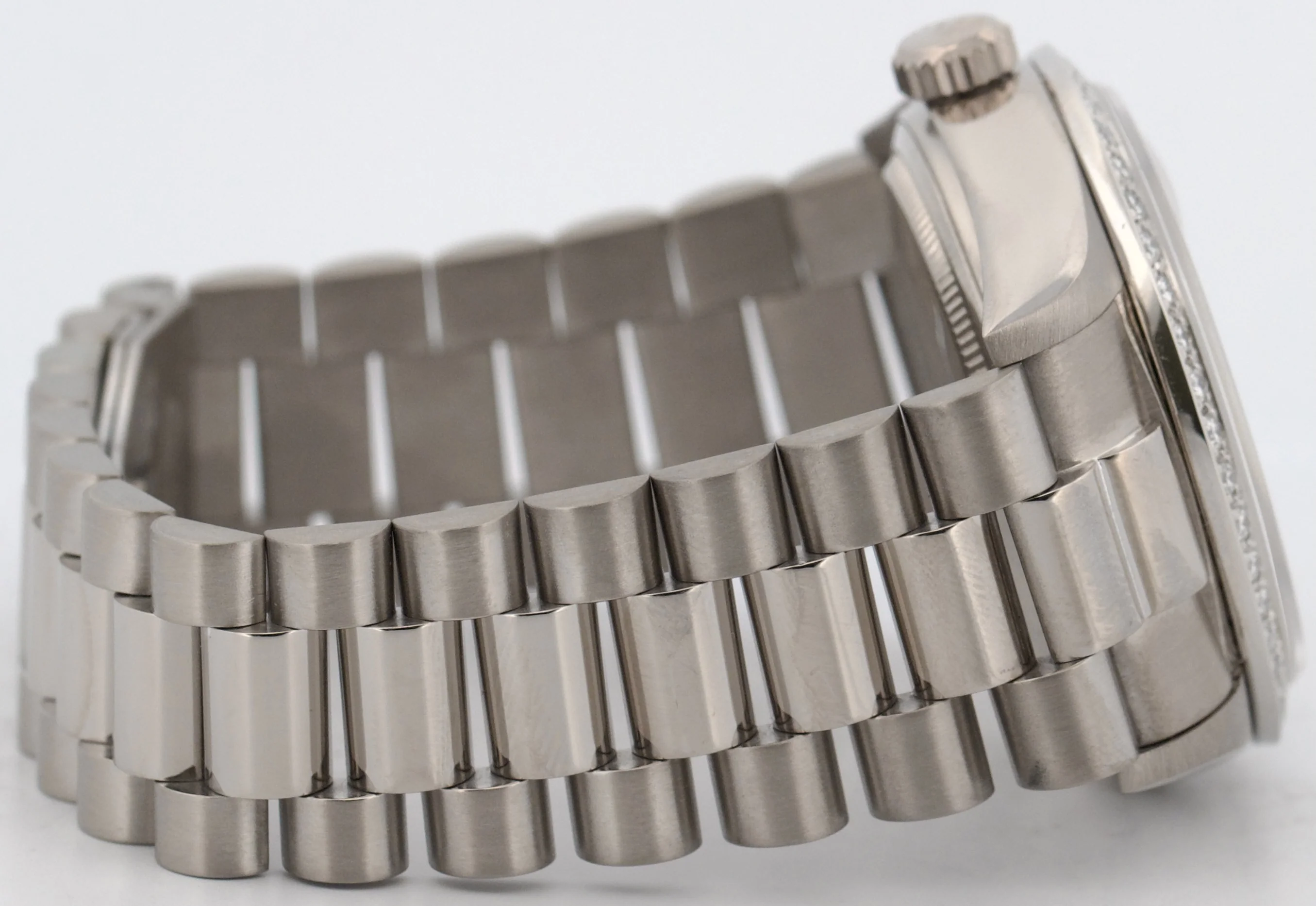 Rolex Day-Date President Silver FACTORY DIAMOND BEZEL 36mm 18K White Gold 18049 - Image 8