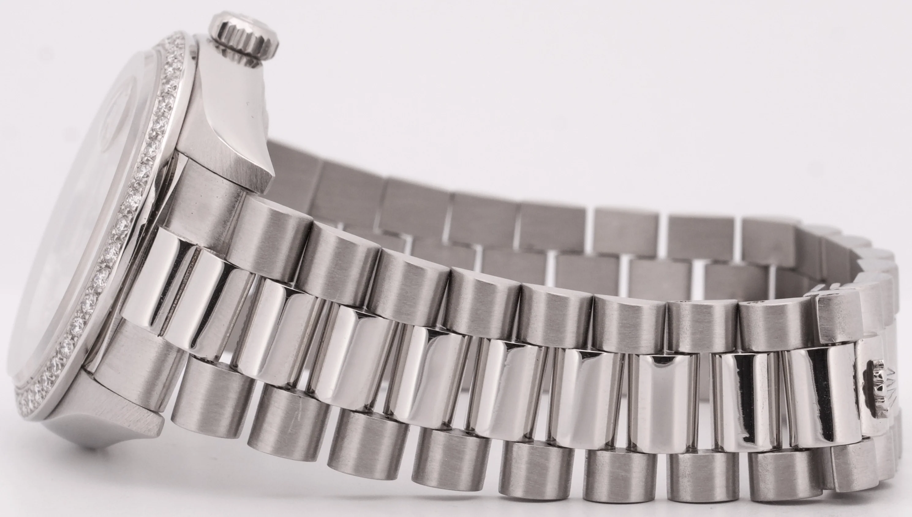 Rolex Day-Date President Silver FACTORY DIAMOND BEZEL 36mm 950 Platinum 18046 - Image 7