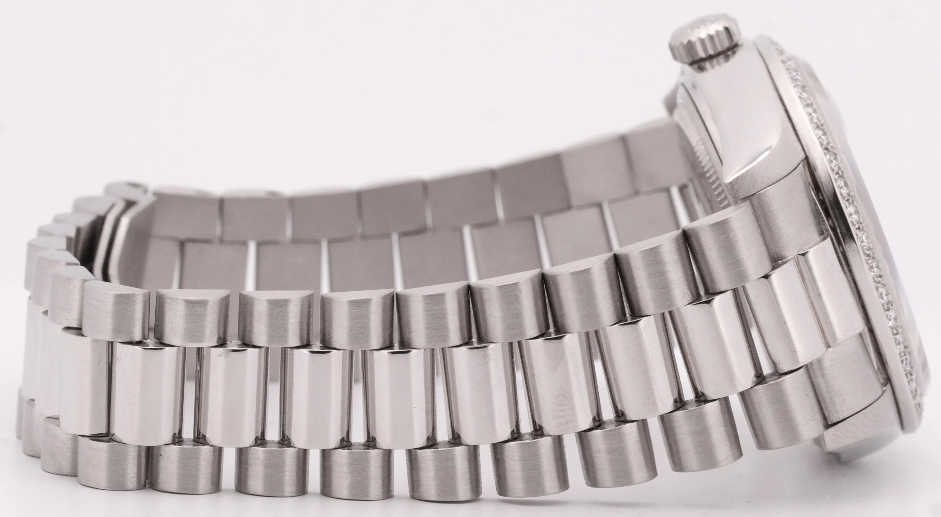 Rolex Day-Date President Silver FACTORY DIAMOND BEZEL 36mm 950 Platinum 18046 - Image 8
