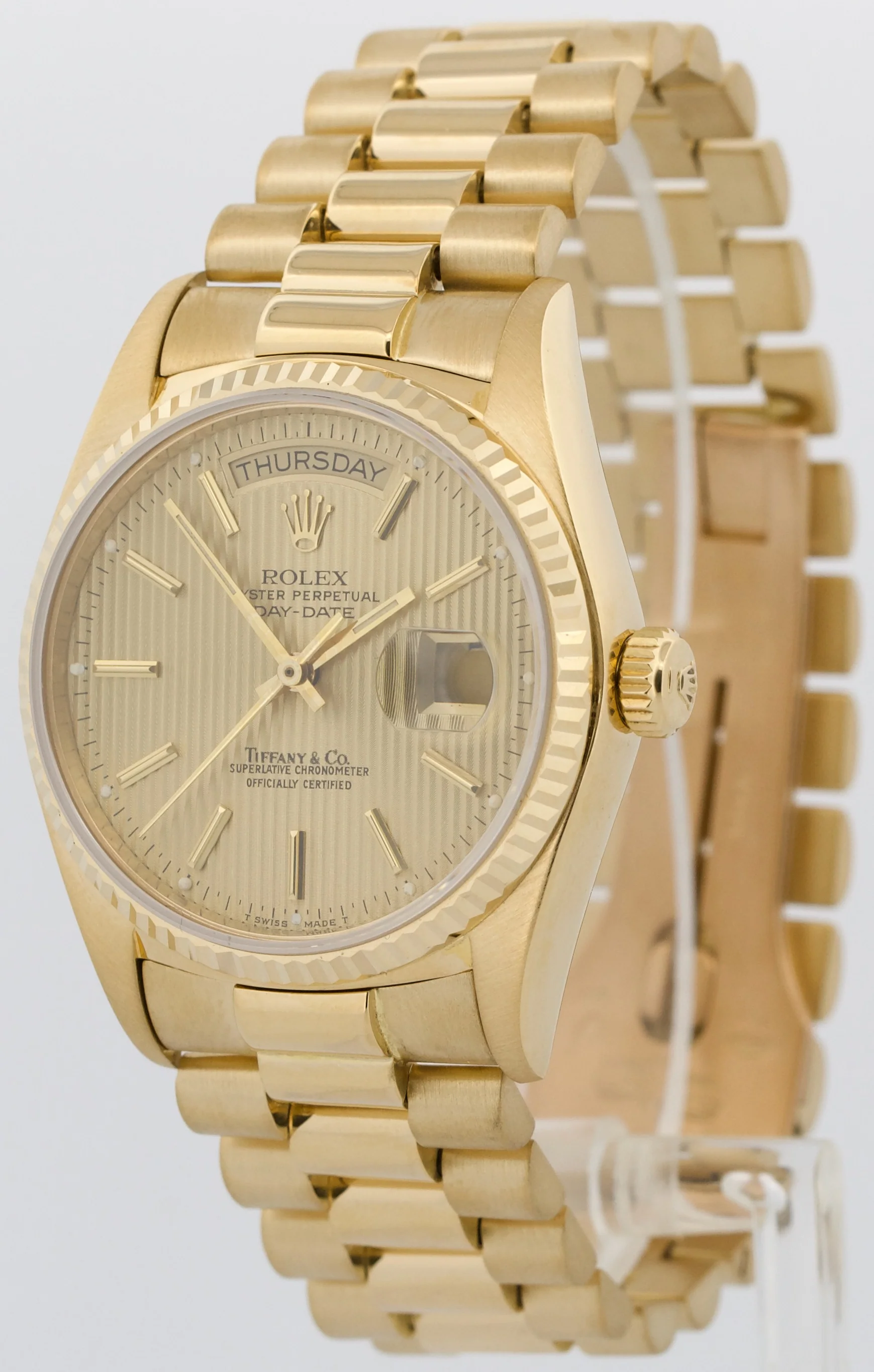 Rolex Day-Date President TIFFANY CHAMPAGNE TAPESTRY 36mm 18K Yellow Gold 18038 - Image 3