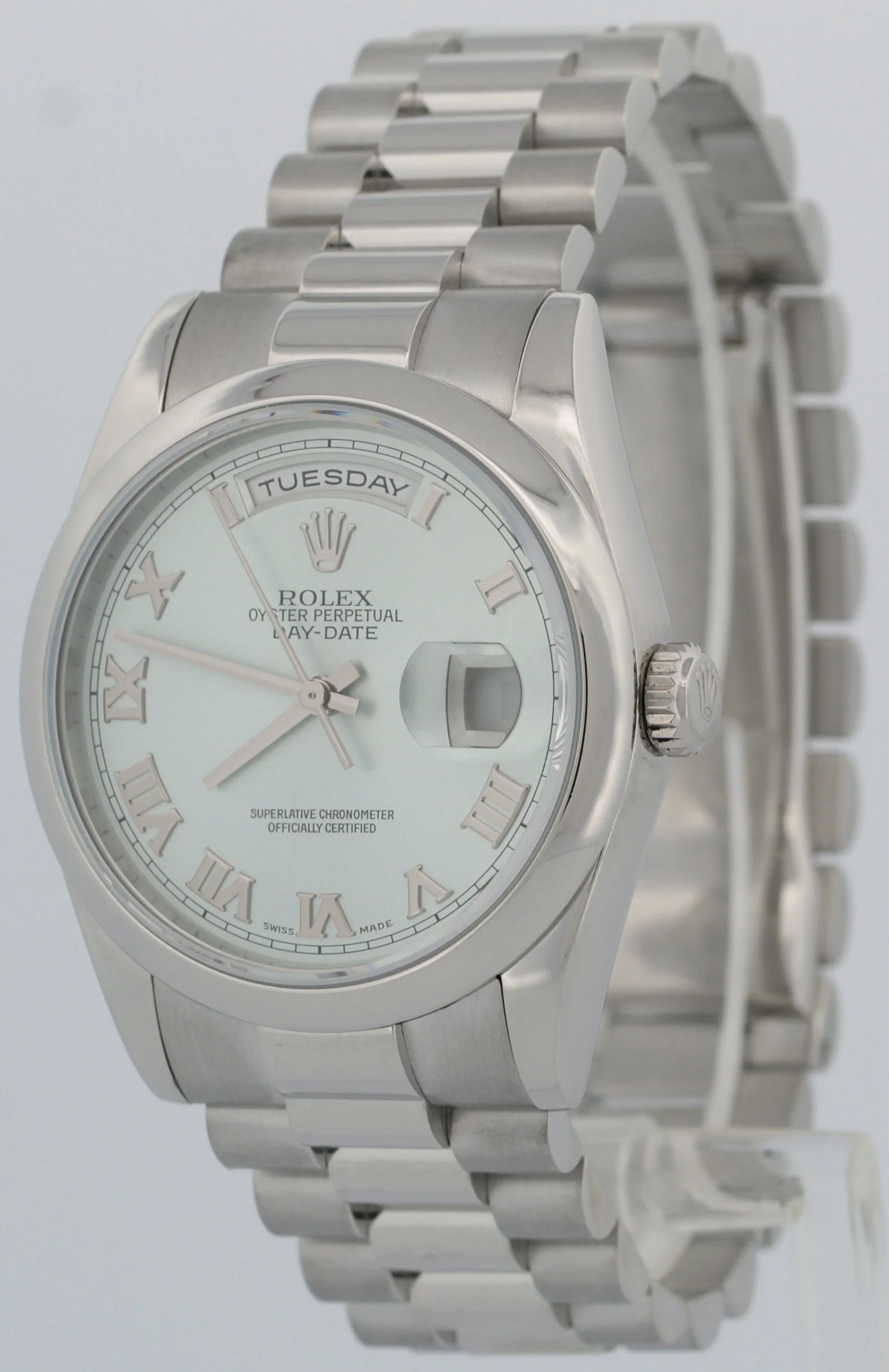 Rolex Day-Date Presidential 36mm GLACIER BLUE ROMAN 950 Platinum 118206 BOX - Image 3