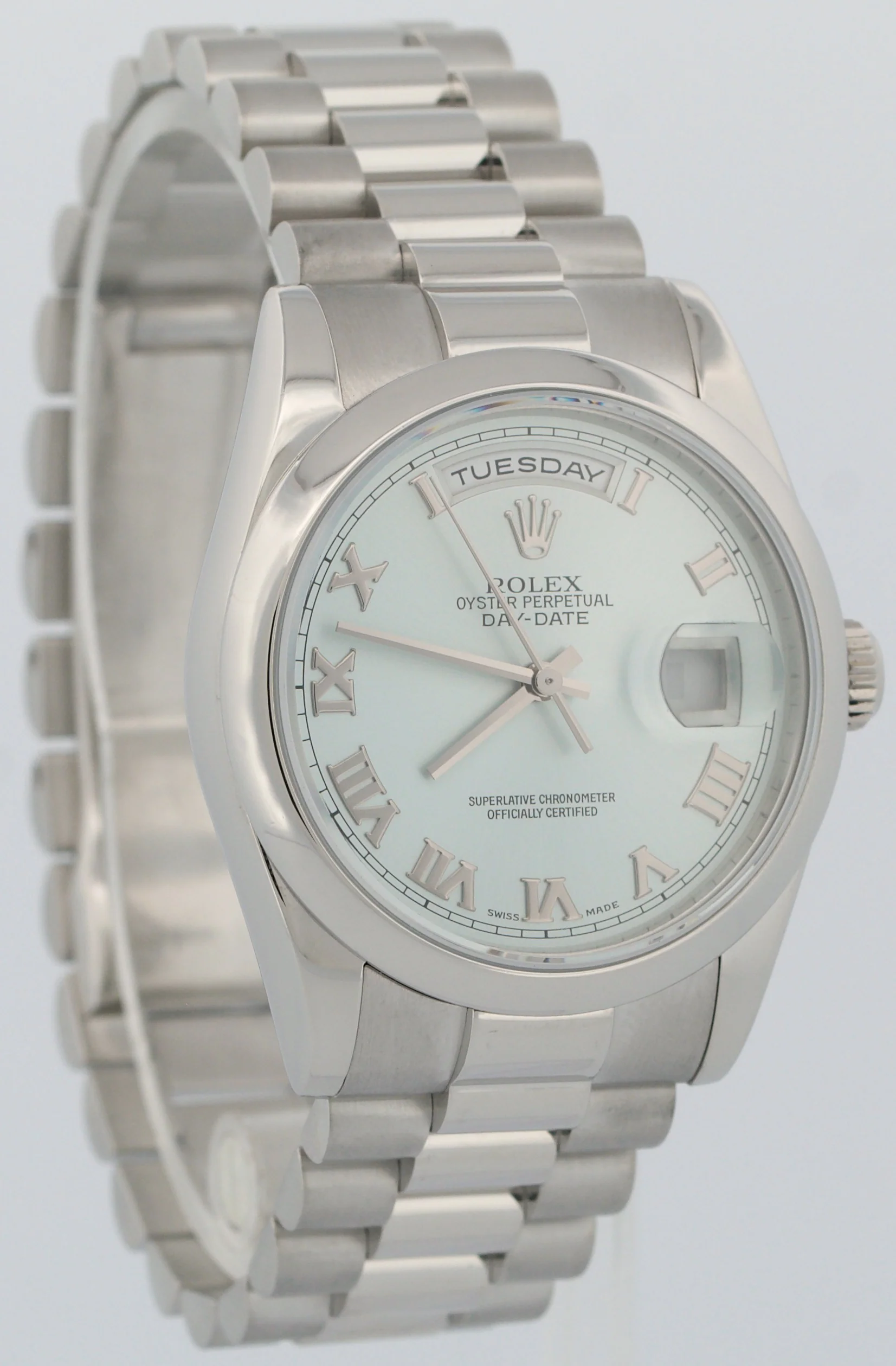 Rolex Day-Date Presidential 36mm GLACIER BLUE ROMAN 950 Platinum 118206 BOX - Image 4