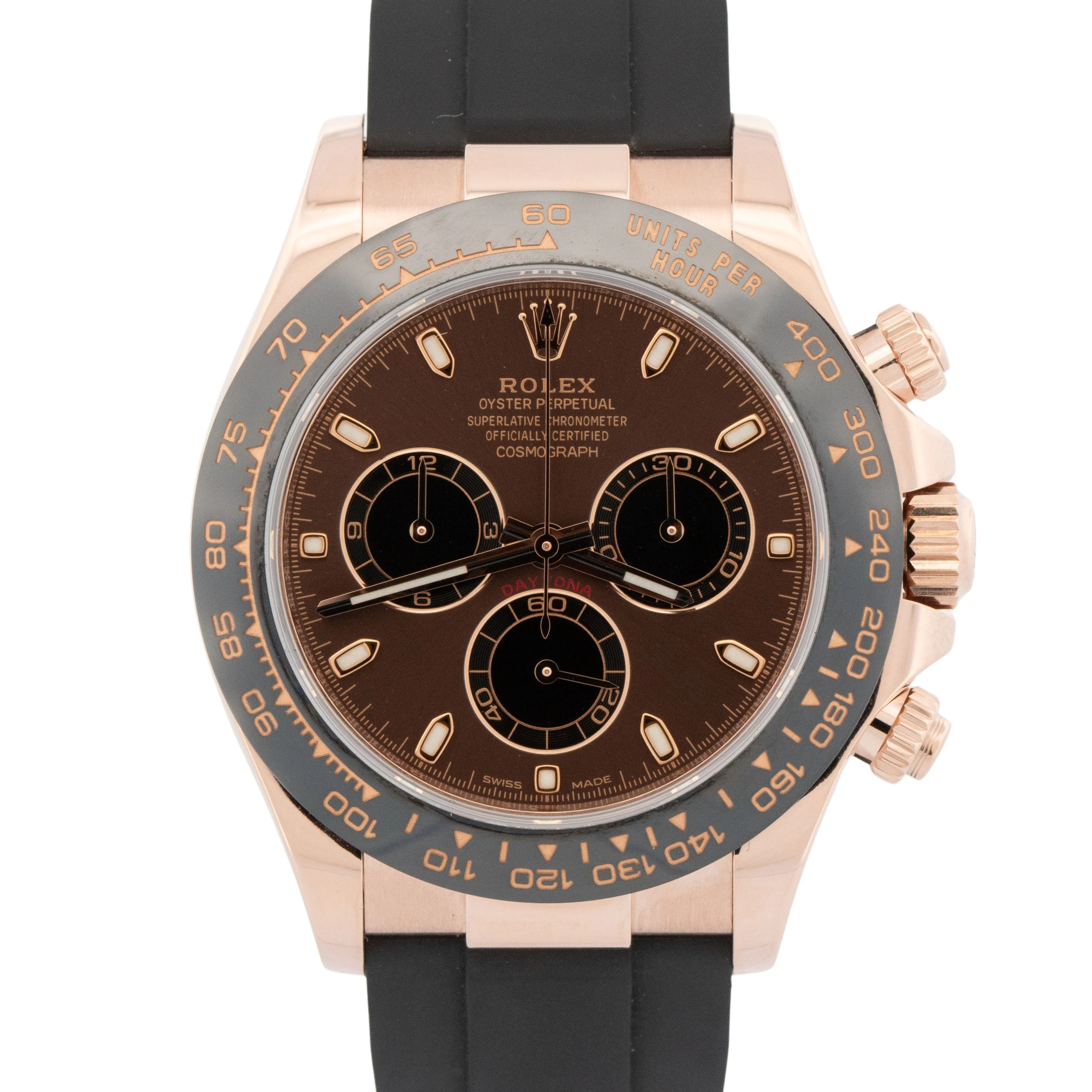 Rolex Daytona CHOCOLATE 18K Everose Gold 40mm Oysterflex Watch 116515 LN BOX