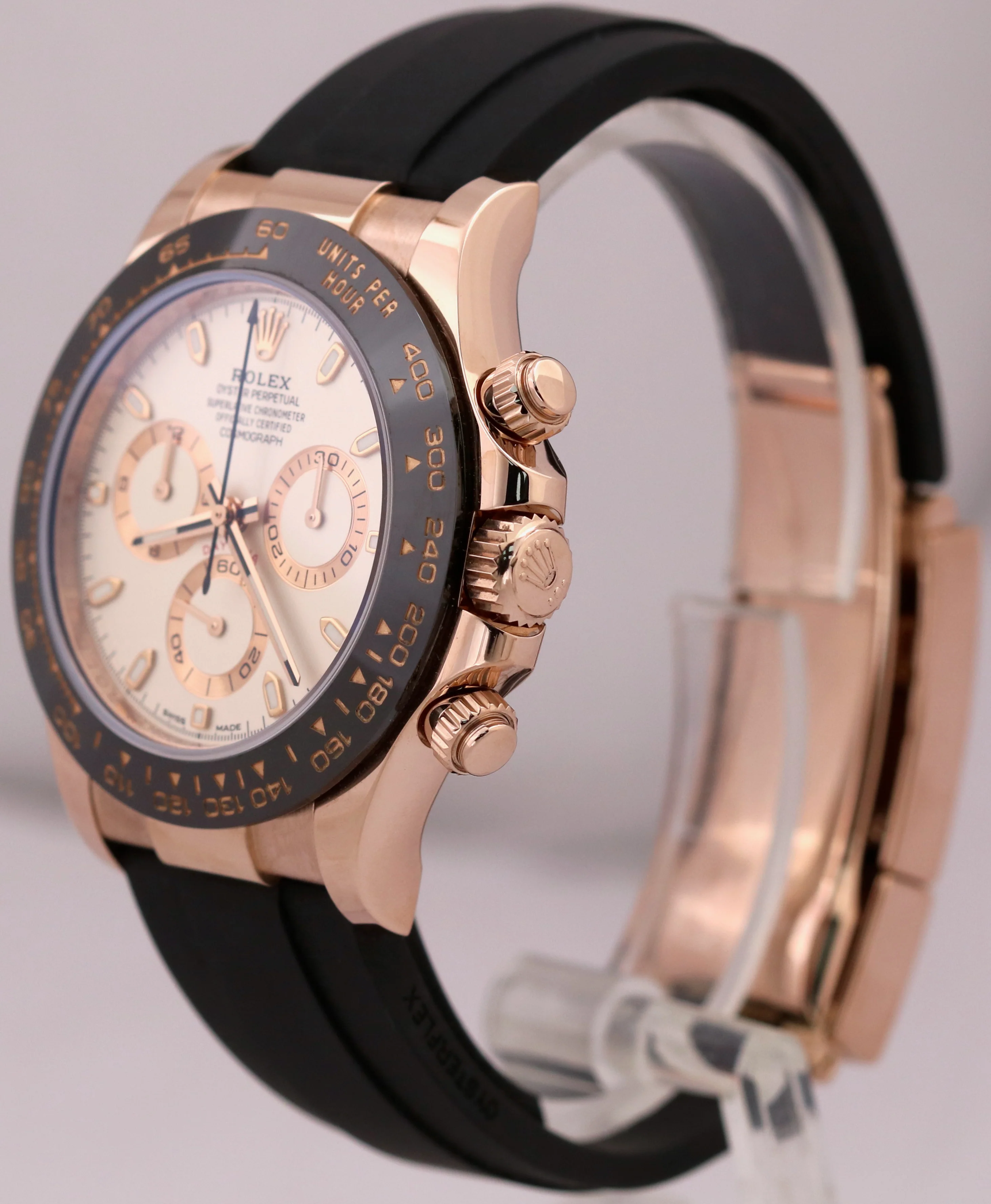 Oysterflex Rolex Daytona Cosmograph 18k Rose Gold IVORY 40mm Ceramic 116515 BOX - Image 3