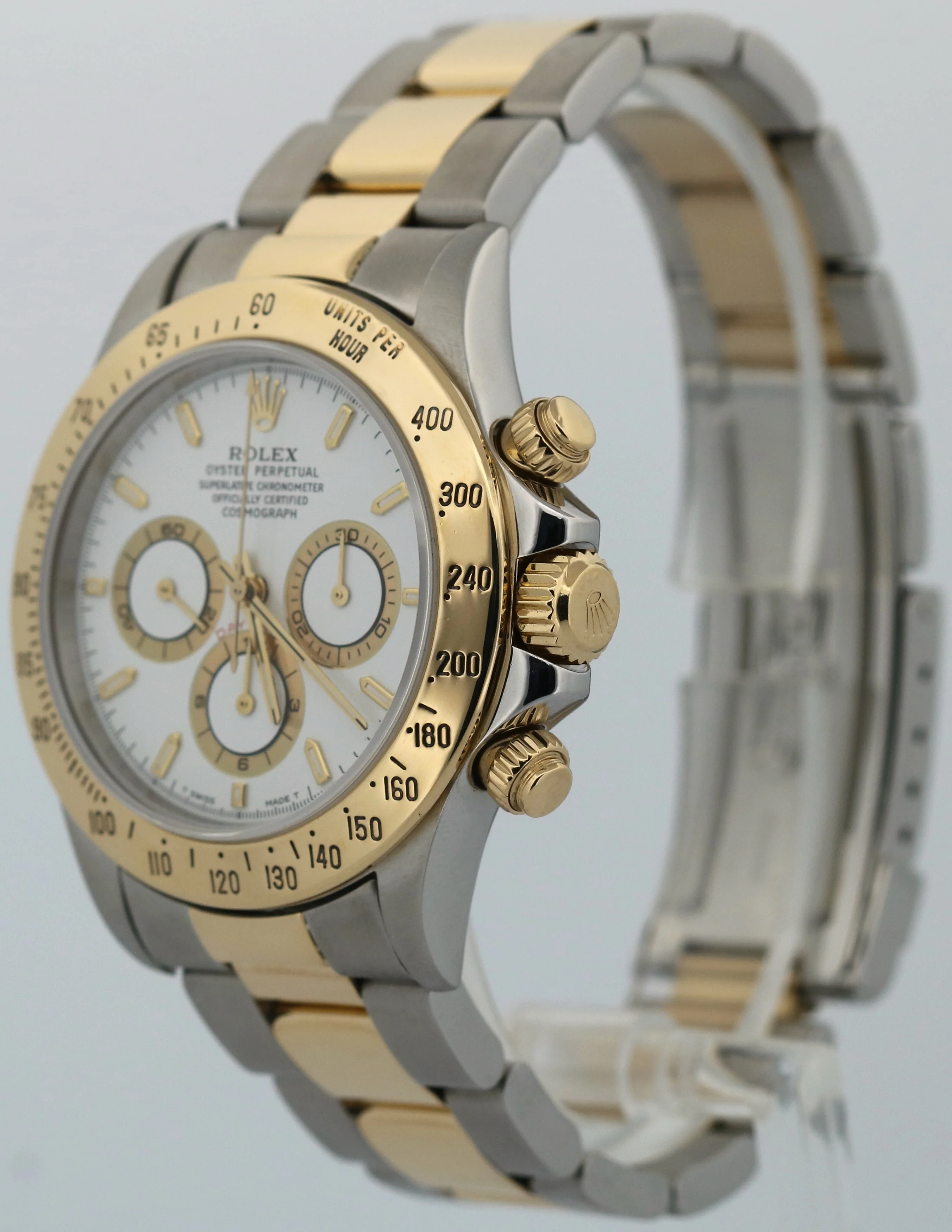 Rolex Daytona Cosmograph 40mm WHITE Two-Tone 18K Yellow Gold Steel Watch 16523 - Image 3