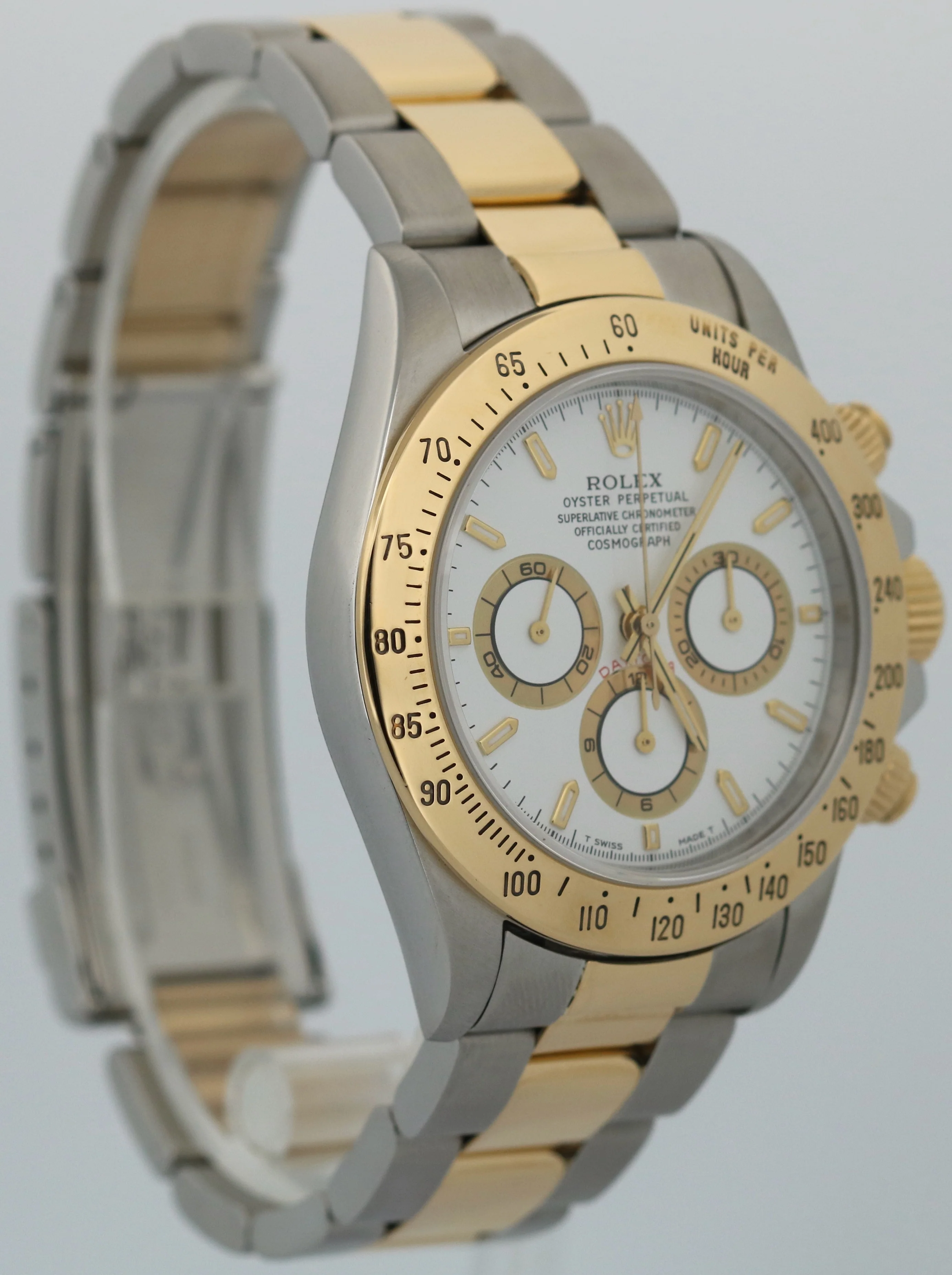 Rolex Daytona Cosmograph 40mm WHITE Two-Tone 18K Yellow Gold Steel Watch 16523 - Image 4
