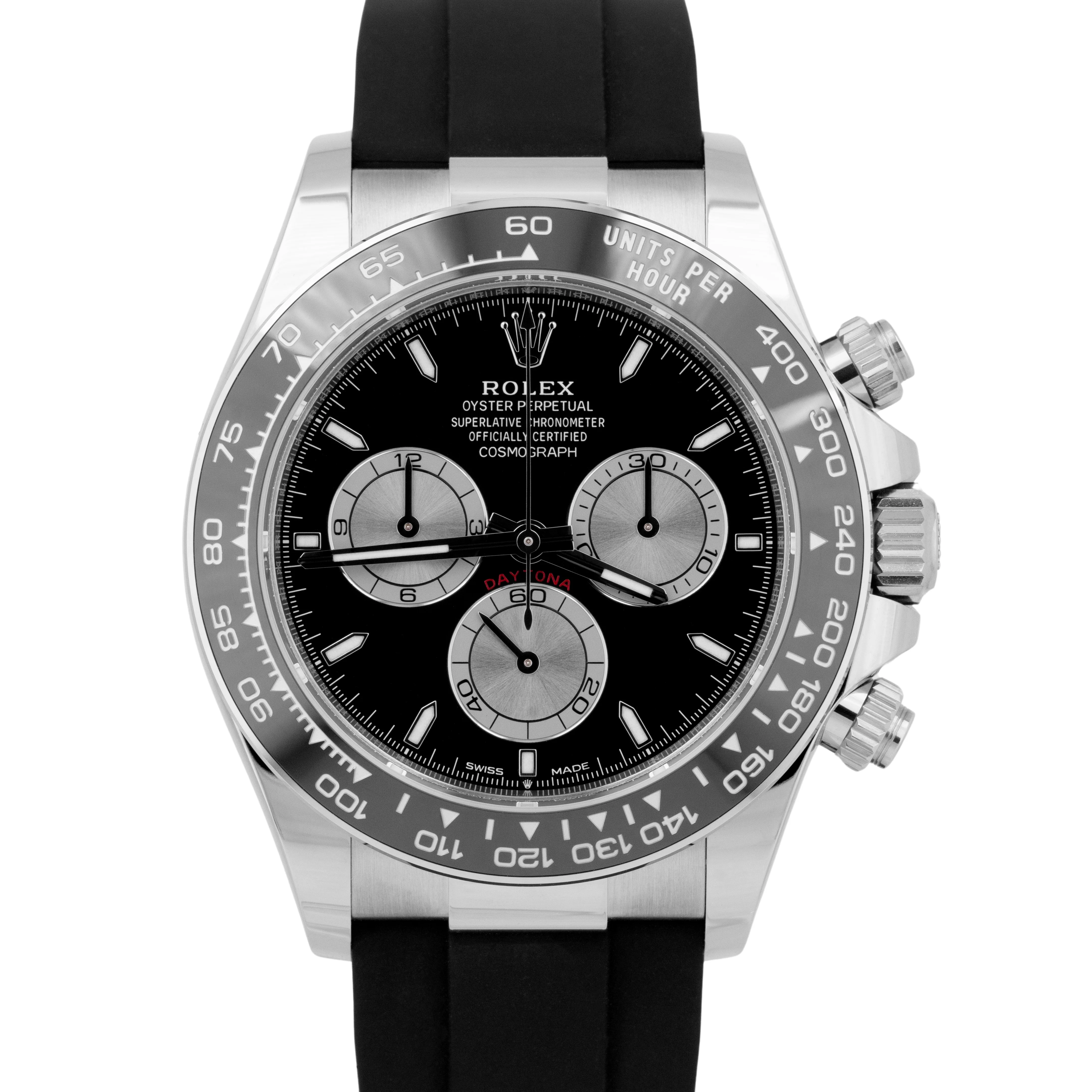 Rolex Daytona Cosmograph BLACK 18K White Gold Ceramic Oysterflex 40mm 126519 LN