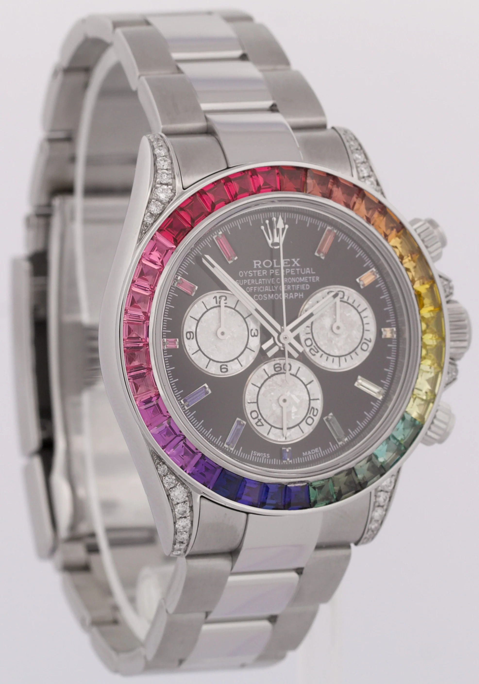 Rolex Daytona Cosmograph Black RAINBOW SAPPHIRE Chronograph Steel 40mm 116520 - Image 4