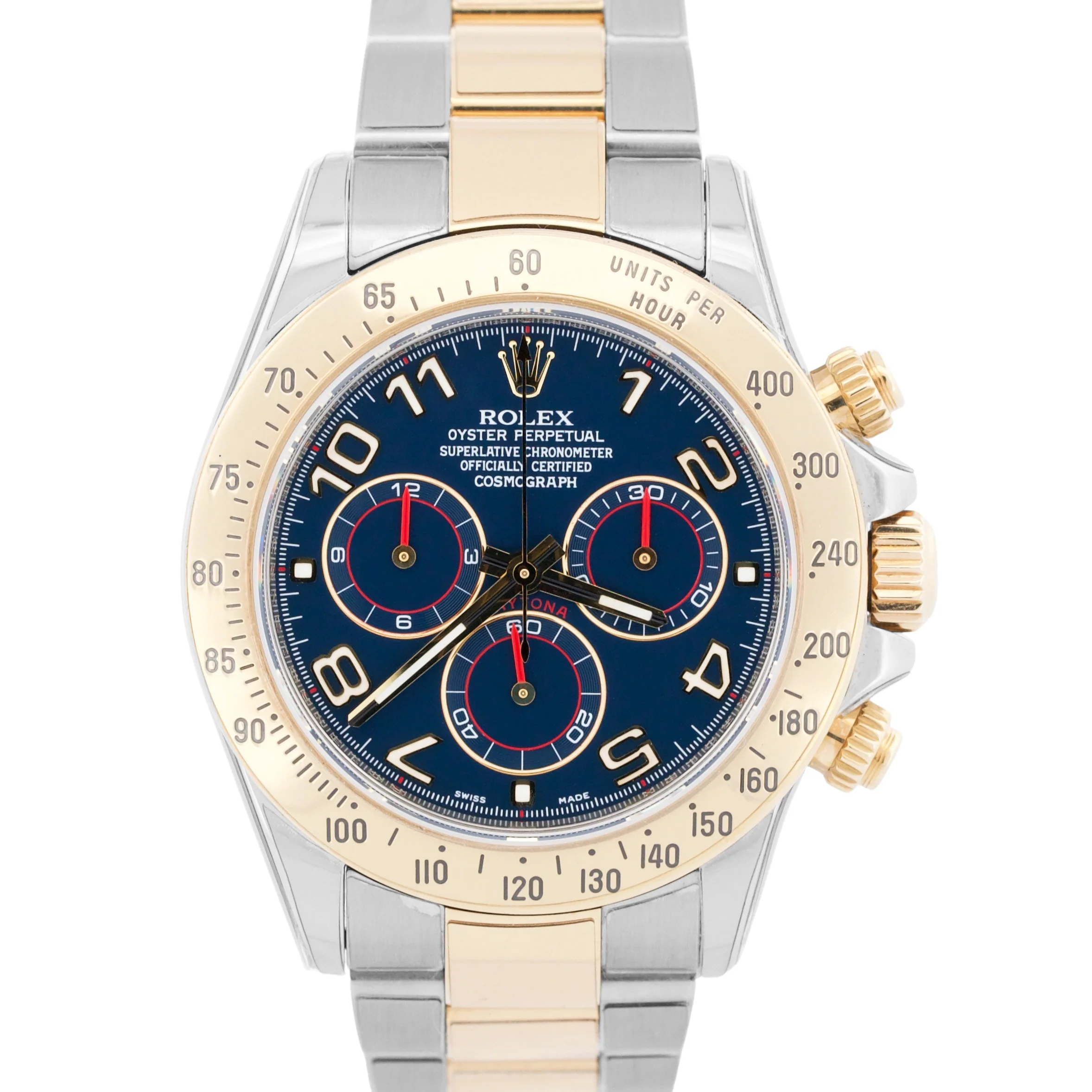 Rolex Daytona Cosmograph BLUE RACING Two-Tone 18K Yellow Gold Steel 116523 Watch