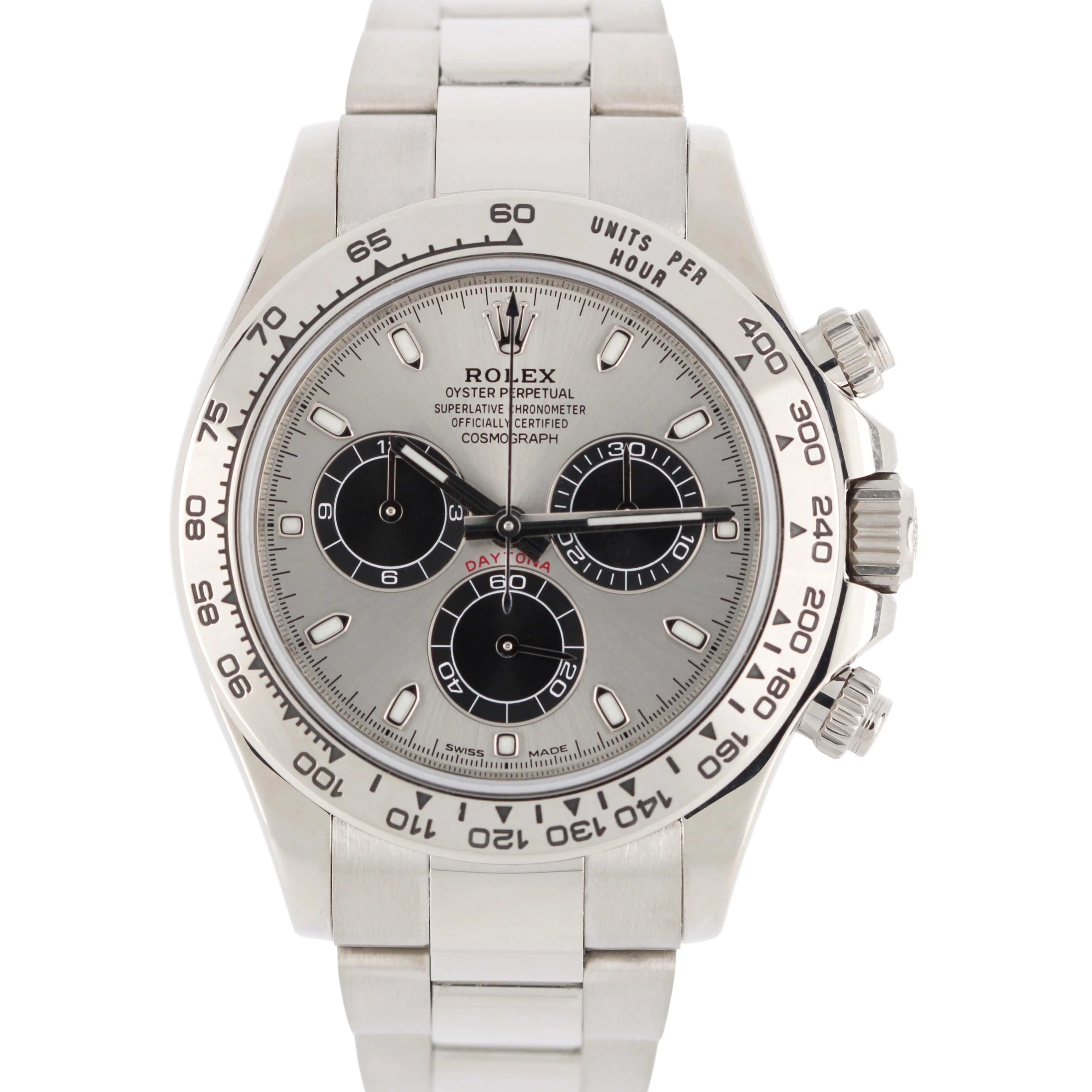 Rolex Daytona Cosmograph GHOST 18K White Gold Silver Black 116509 Watch