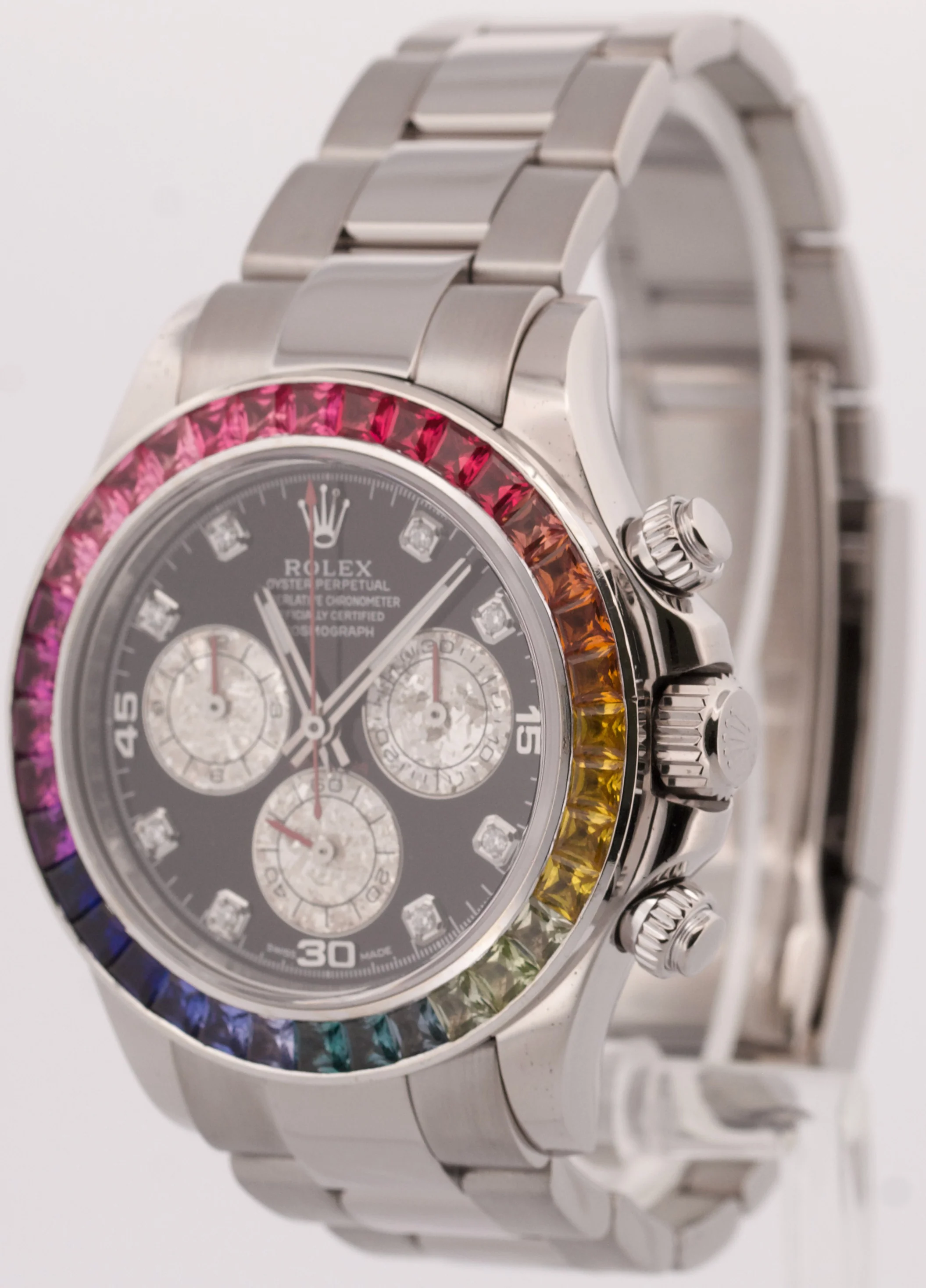 Rolex Daytona Cosmograph RAINBOW DIAMOND 18K White Gold Chronograph 116509 BOX - Image 3