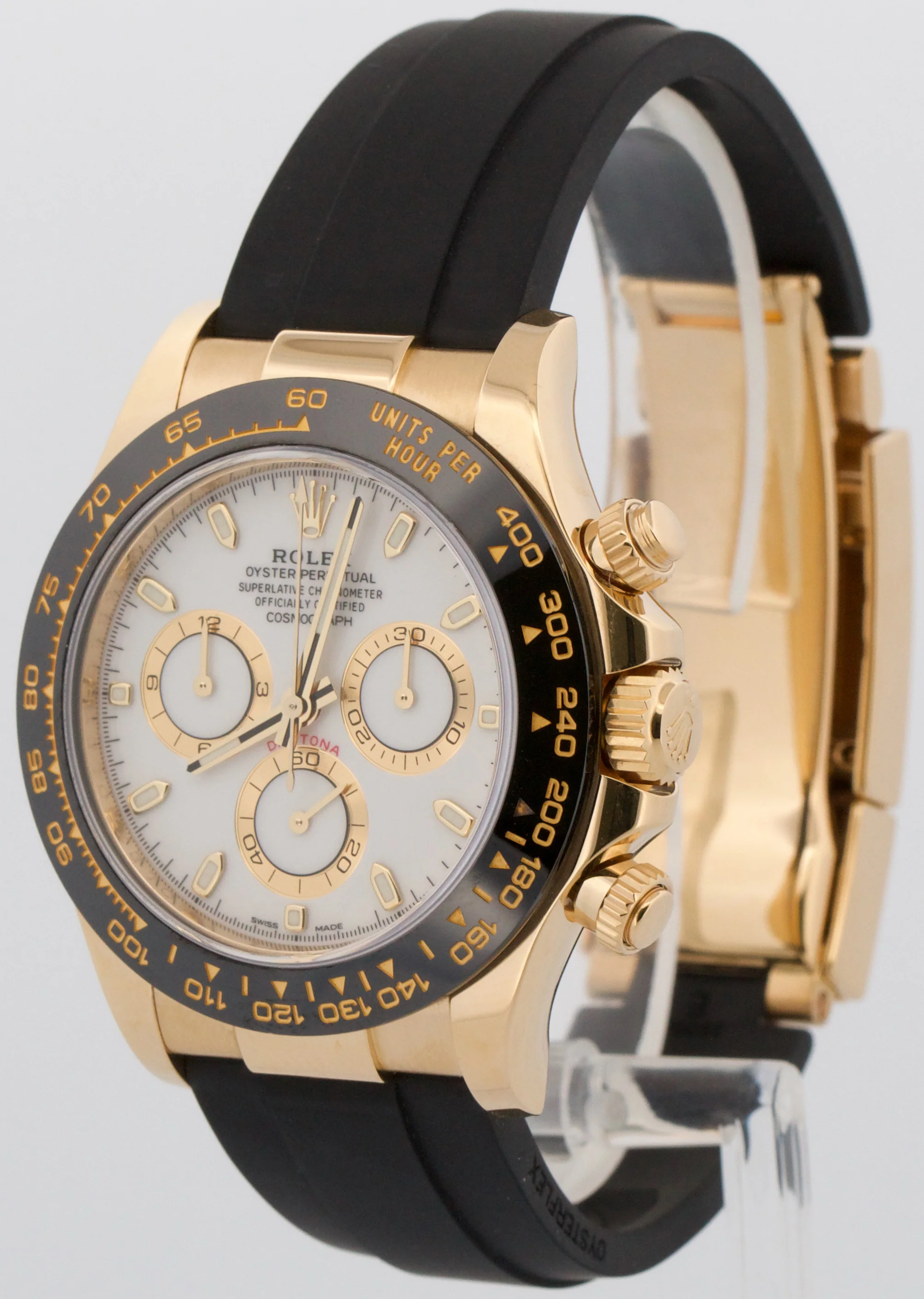 Rolex Daytona Cosmograph WHITE 18K Yellow Gold Oysterflex 116518 LN Watch BOX - Image 3