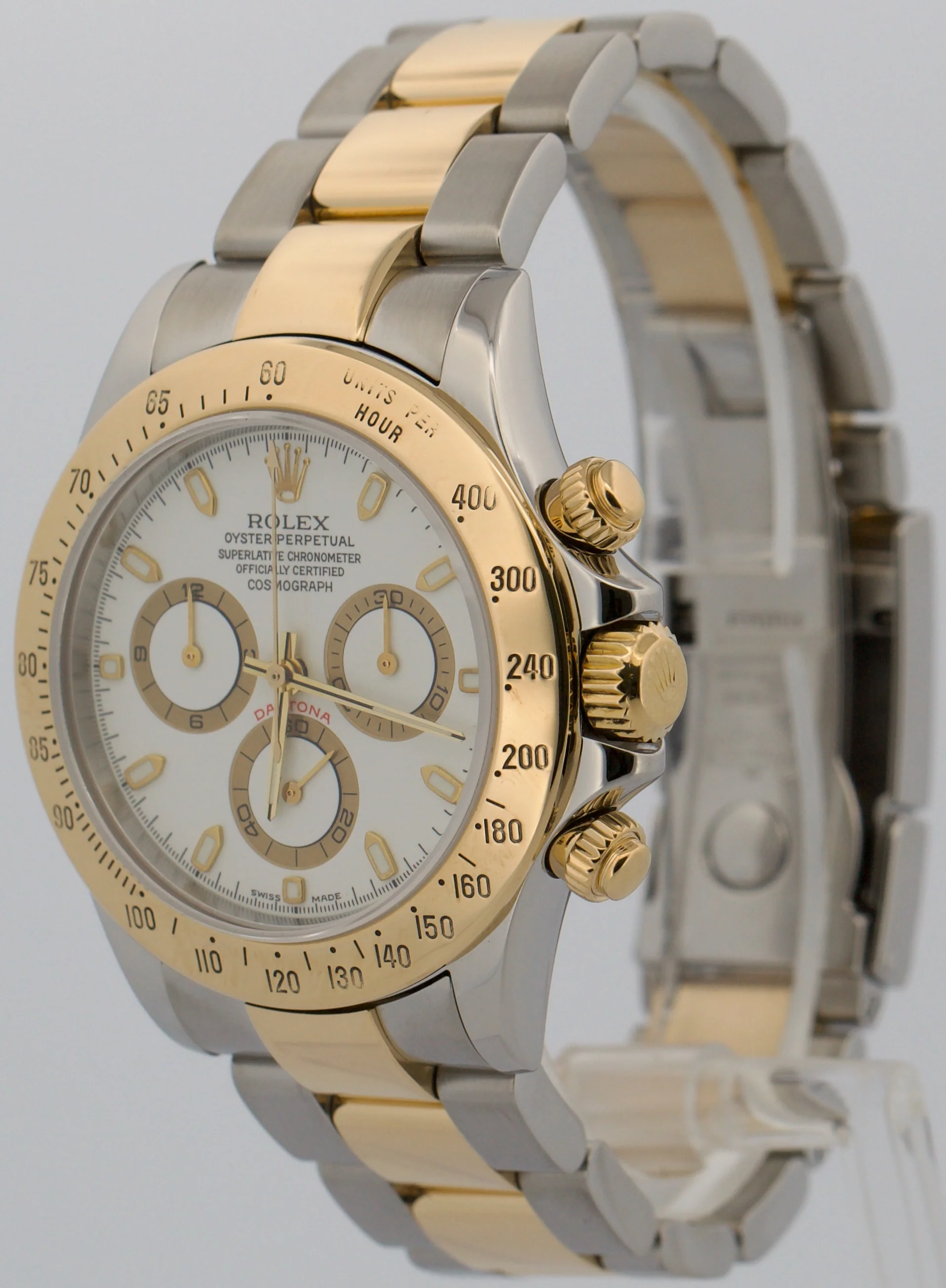 Rolex Daytona Cosmograph WHITE 18K Yellow Gold Two-Tone Steel Watch 116523 - Image 3