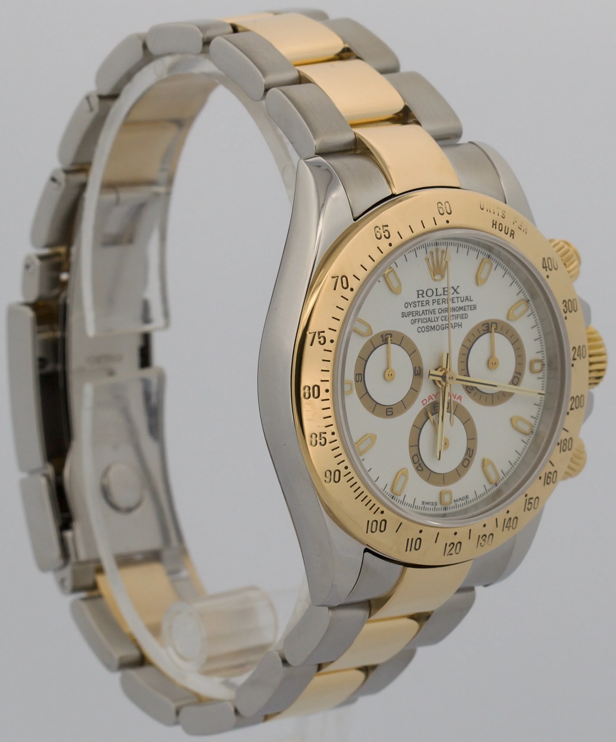 Rolex Daytona Cosmograph WHITE 18K Yellow Gold Two-Tone Steel Watch 116523 - Image 4