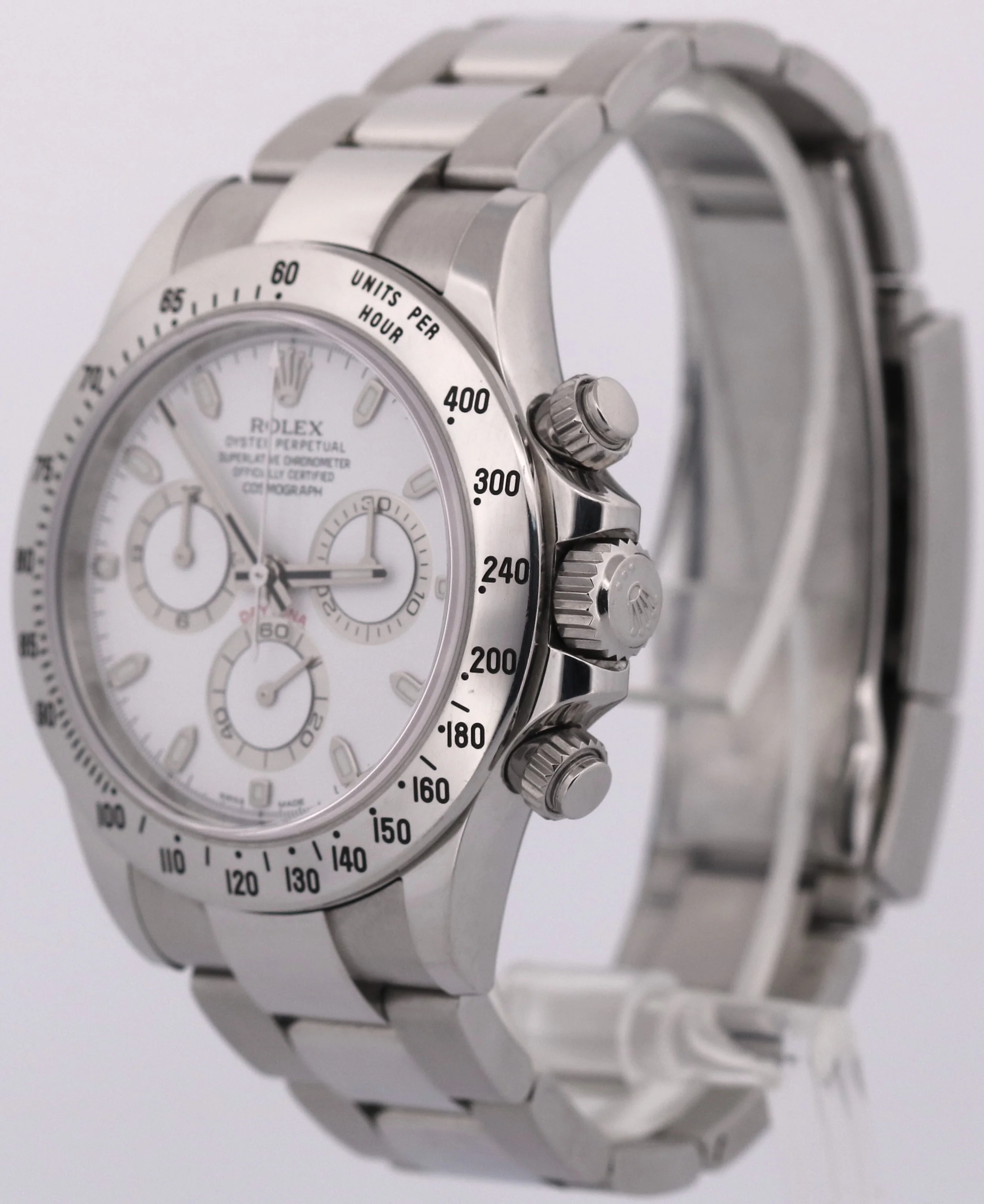 UNPOLISHED Rolex Daytona Cosmograph White BLUE LUME APH 40mm 116520 Steel Watch - Image 3