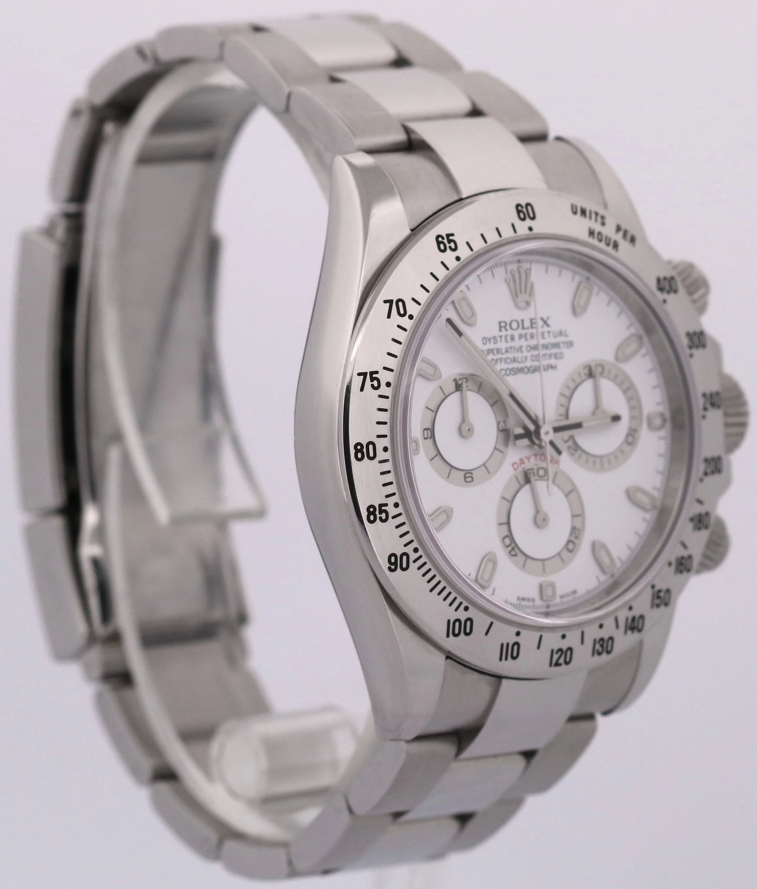 UNPOLISHED Rolex Daytona Cosmograph White BLUE LUME APH 40mm 116520 Steel Watch - Image 4