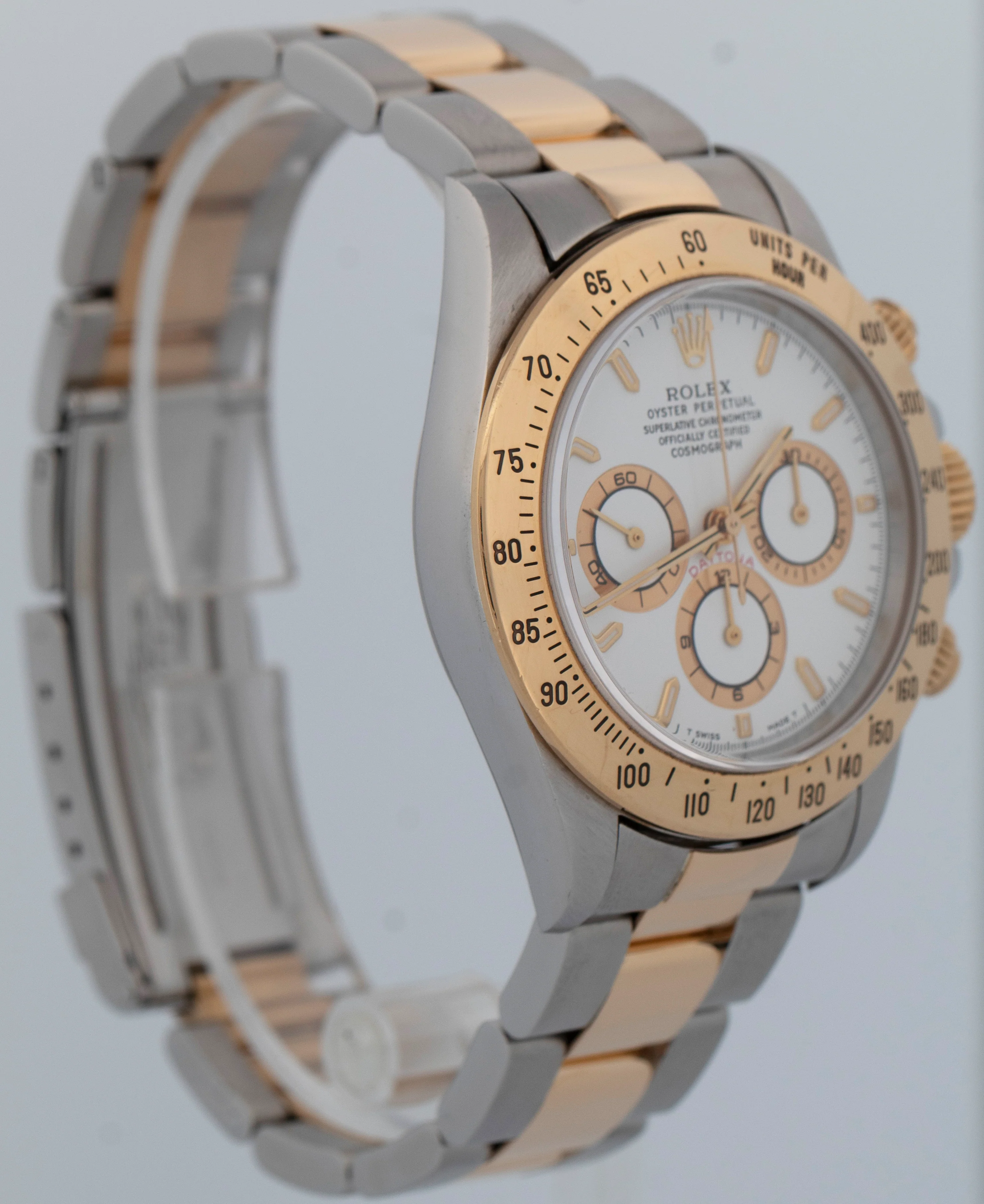 1997 Rolex Daytona Cosmograph White Two-Tone 18K Yellow Gold Steel Watch 16523 - Image 3