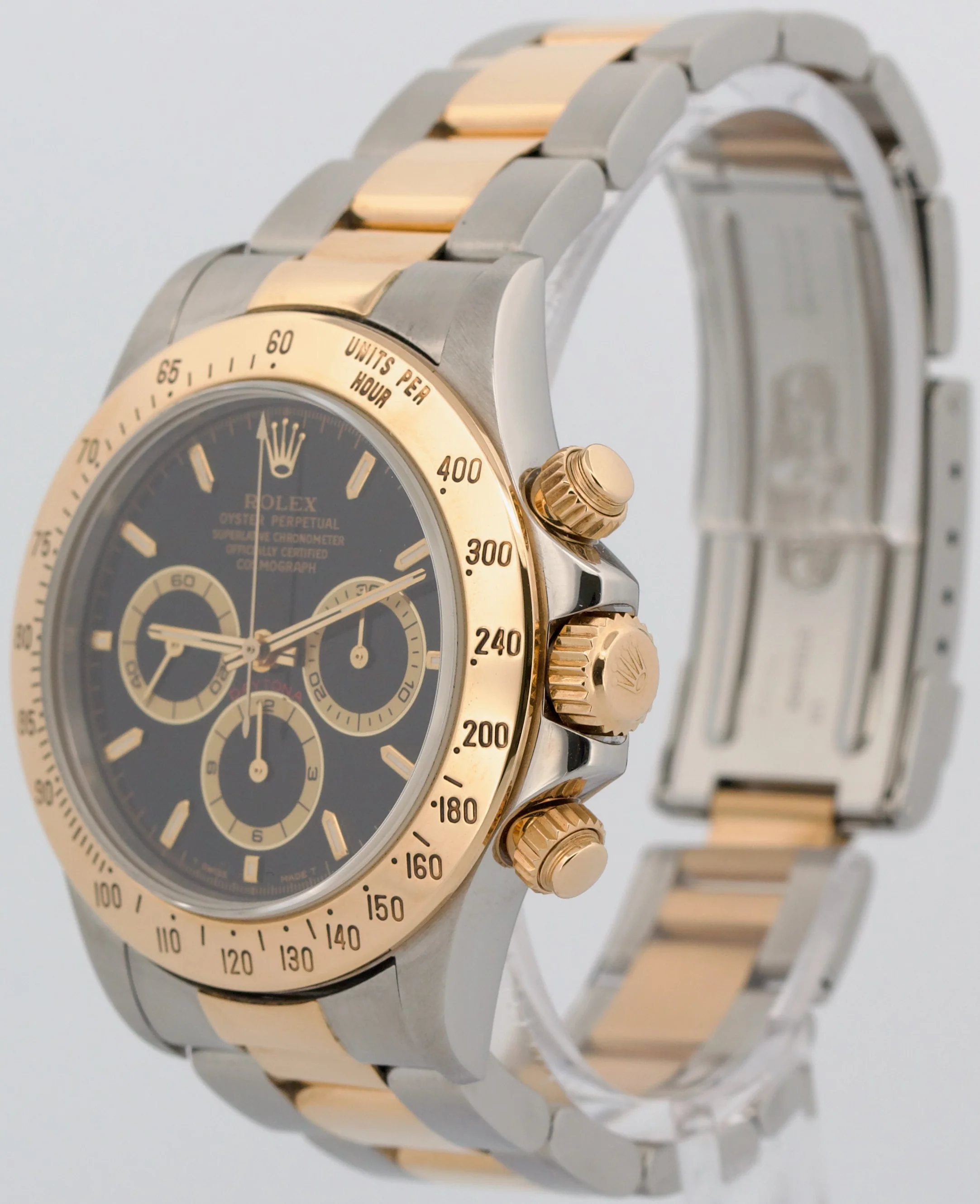 Rolex Daytona Cosmograph ZENITH Black Two-Tone 18K Yellow Gold Steel Watch 16523 - Image 3