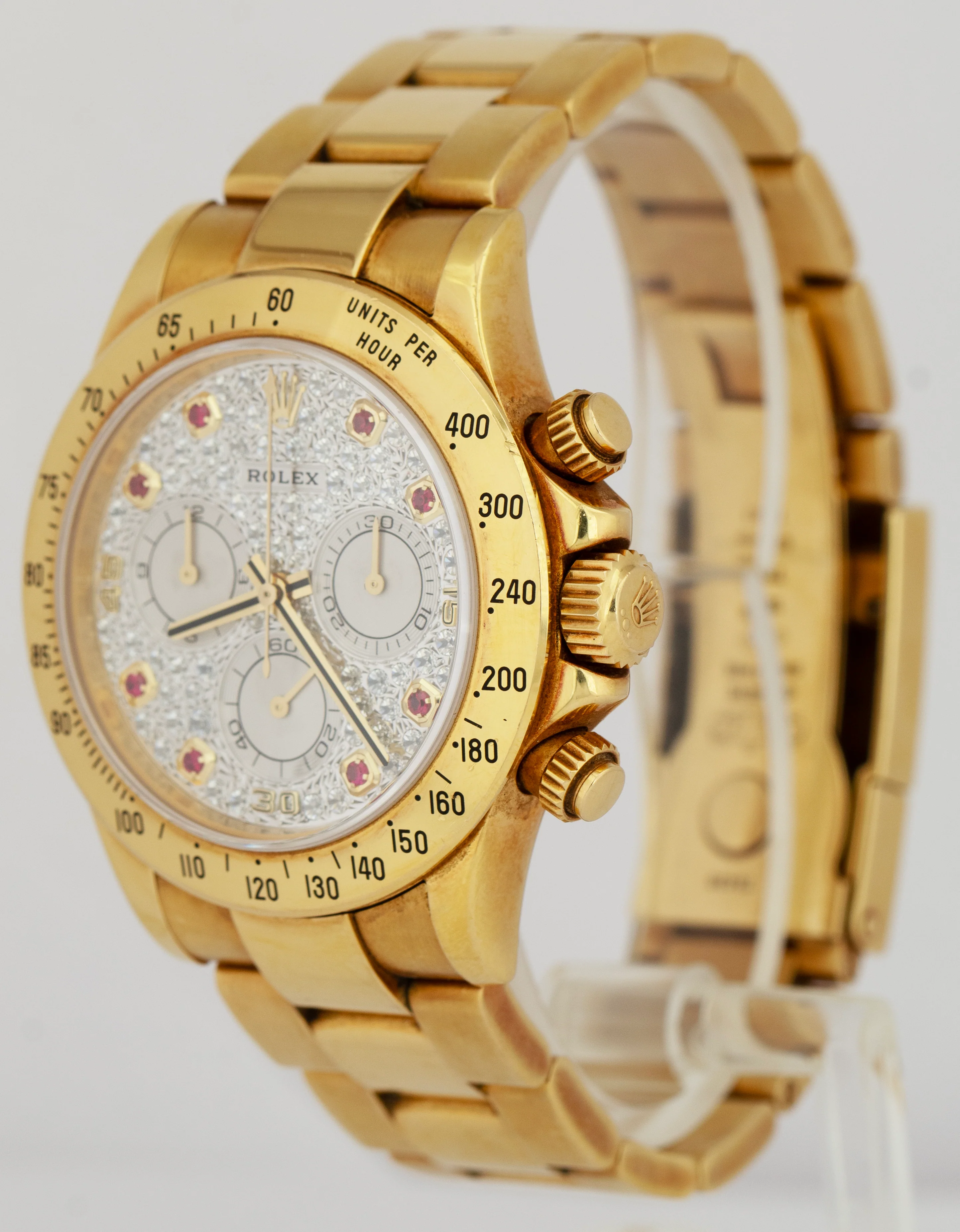 Rolex Daytona FACTORY DIAMOND RUBY PAVE 40mm Yellow Gold 116528 Watch BOX PAPERS - Image 5