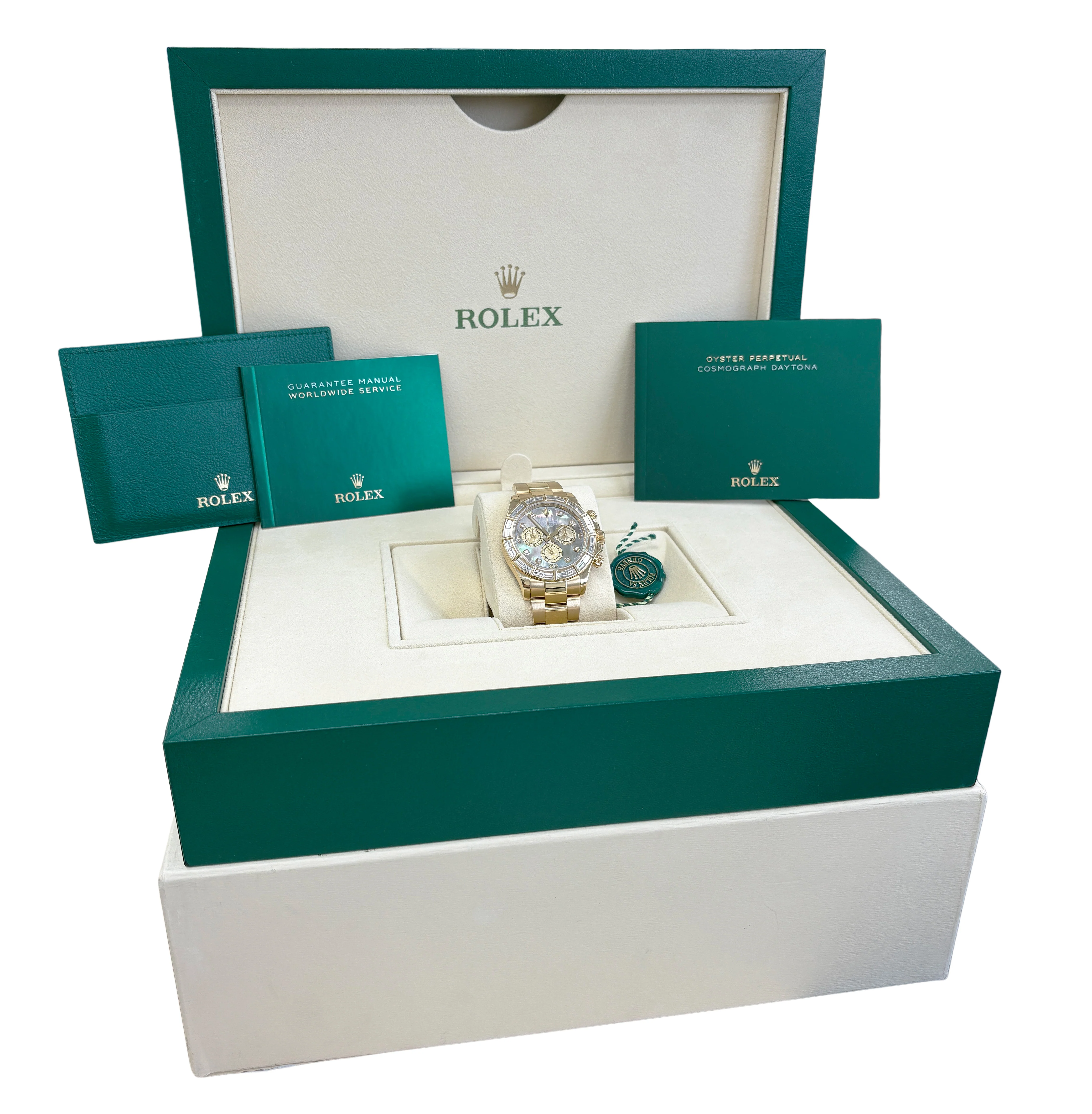 Rolex Daytona Tahitian Mother of Pearl FACTORY BAGUETTE 18K Gold Watch 116568BR - Image 2