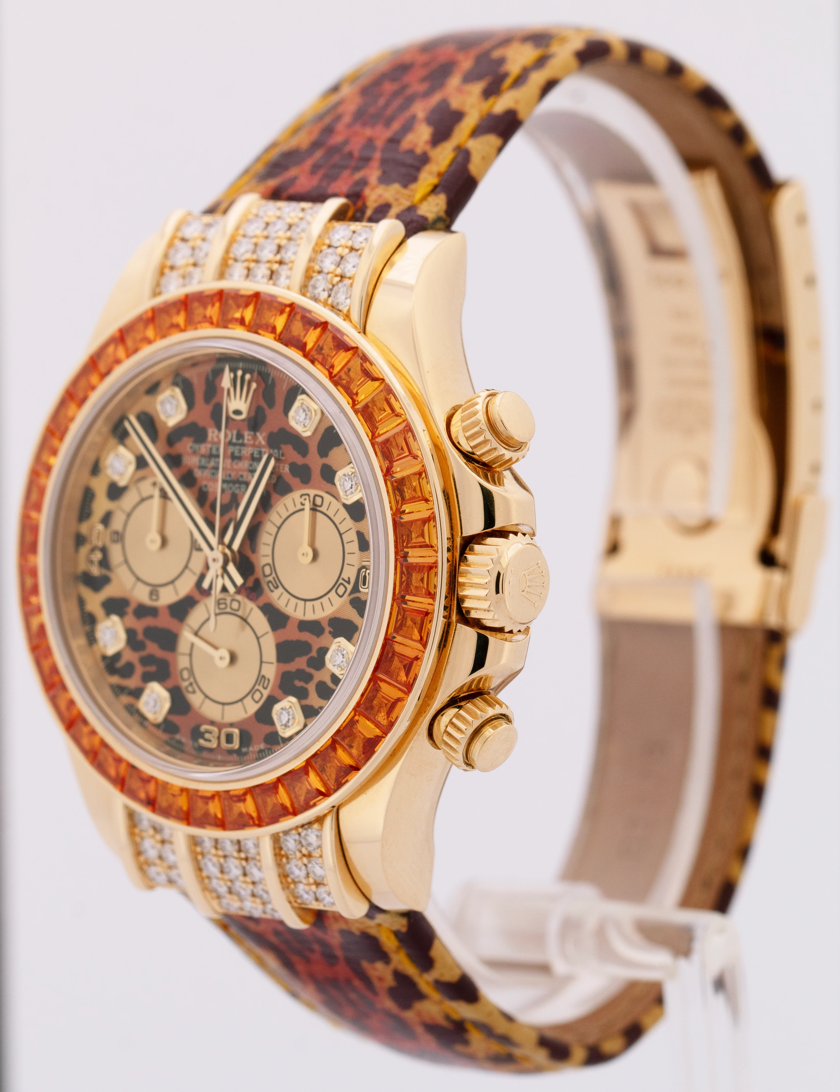 Rolex Daytona Yellow Gold FACTORY ORANGE SAPPHIRE DIAMOND Watch 116598 SACO B+P - Image 3