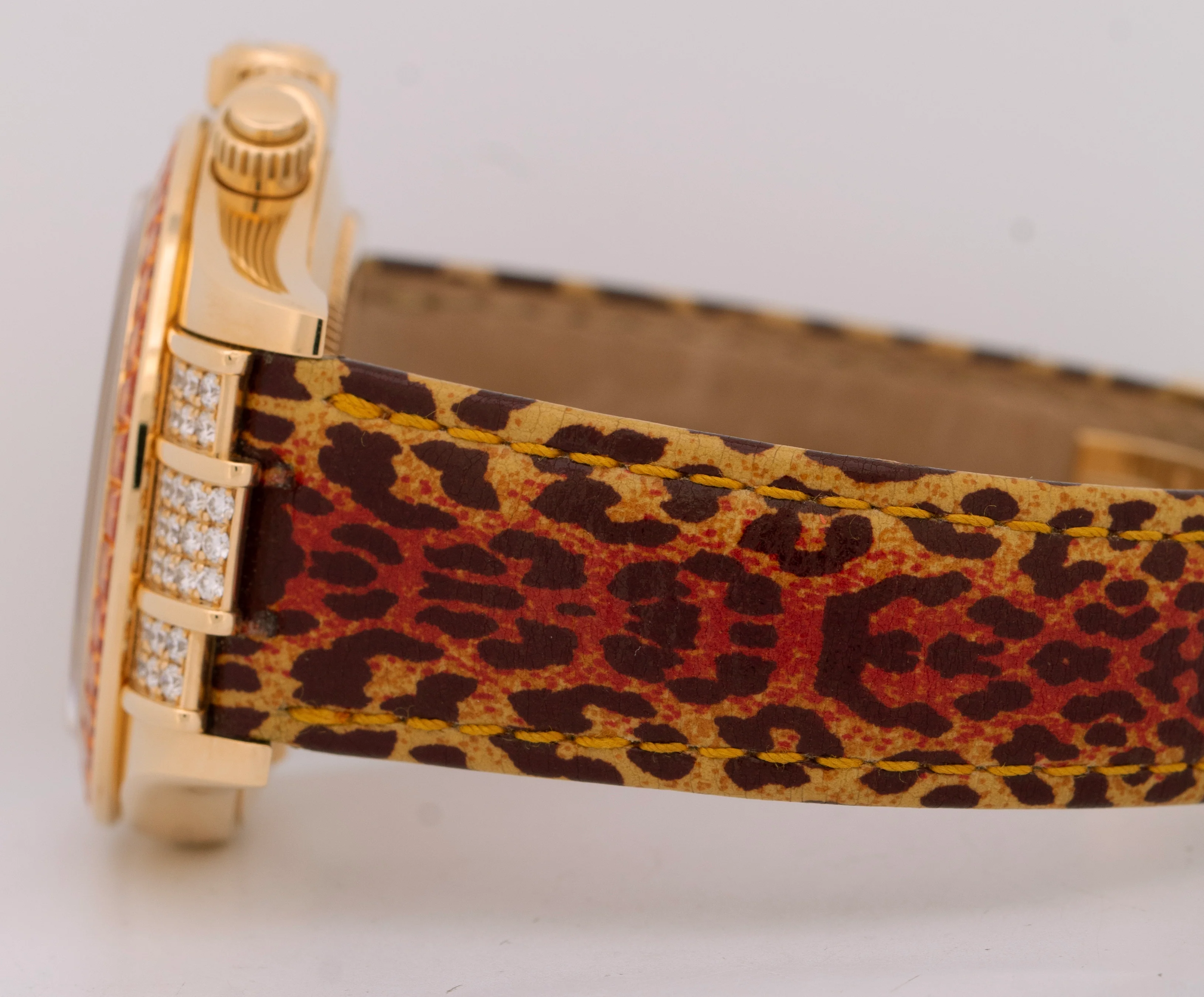 Rolex Daytona Yellow Gold FACTORY ORANGE SAPPHIRE DIAMOND Watch 116598 SACO B+P - Image 9