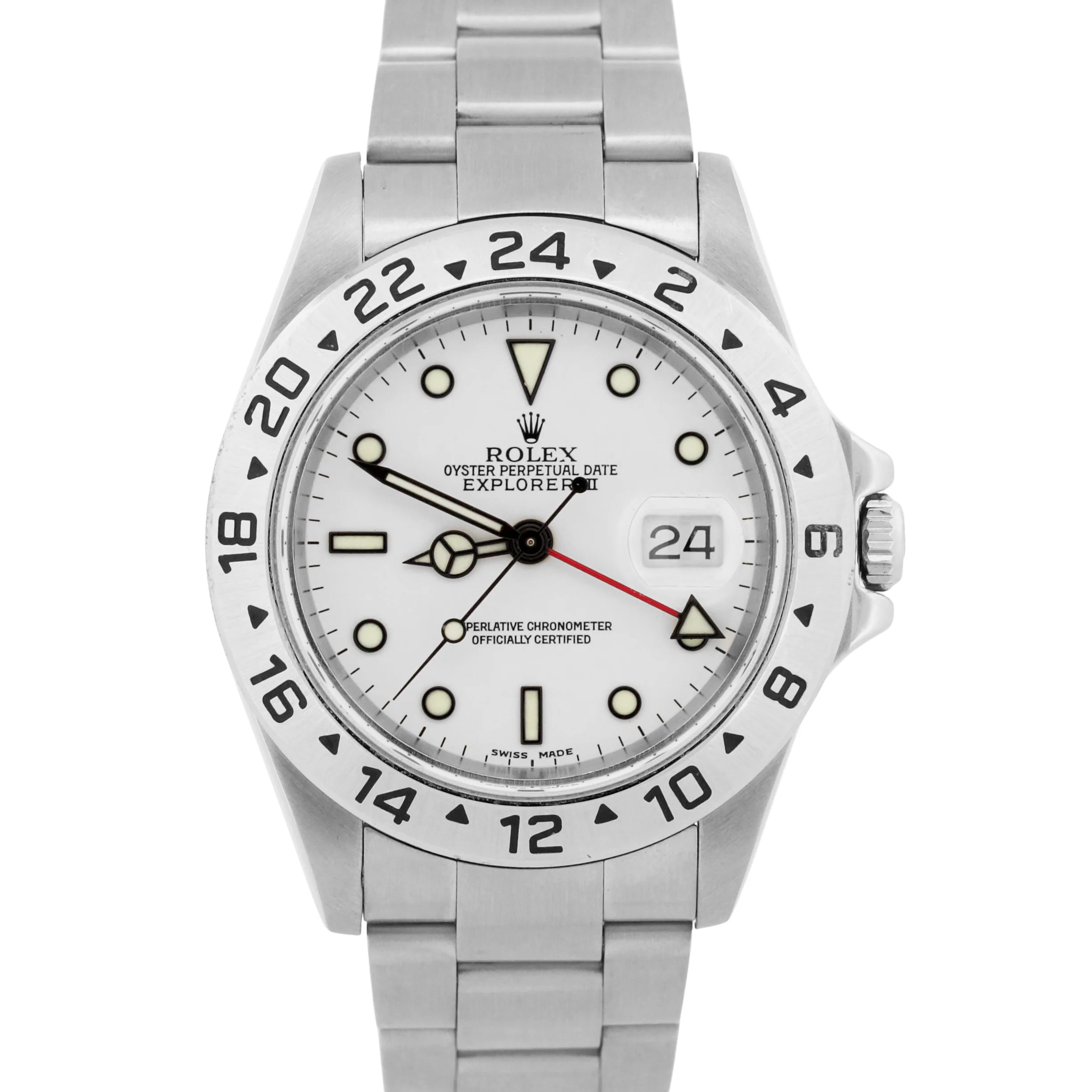 Rolex Explorer II POLAR WHITE Stainless Steel NO-HOLES 40mm Oyster 16570 Watch
