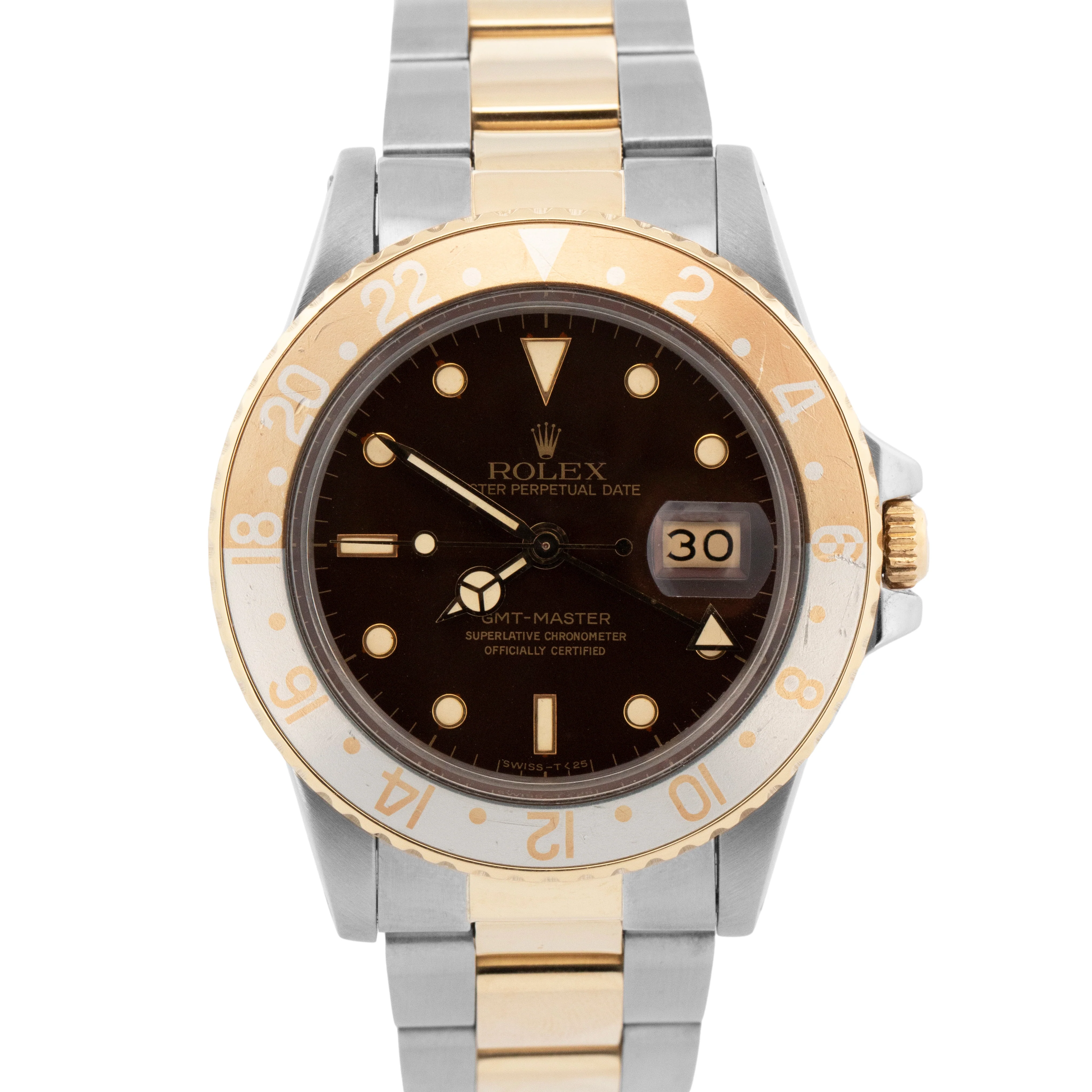 Rolex GMT-Master 40mm FADED ROOT BEER Brown Steel 18K Yellow Gold OYSTER 16753