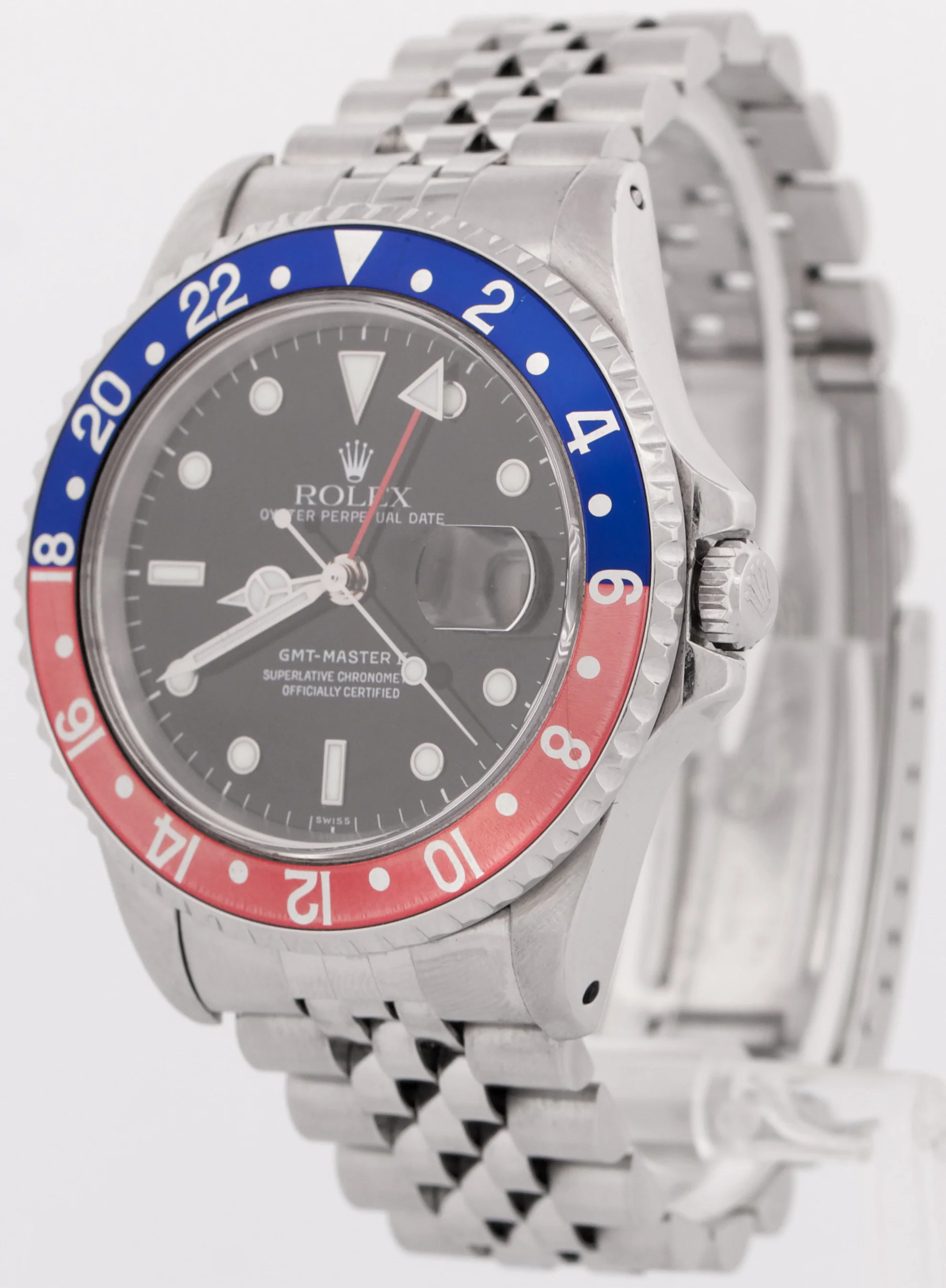 Rolex GMT-Master II 40mm PEPSI Red Blue Stainless Steel JUBILEE Date 16710 Watch - Image 3