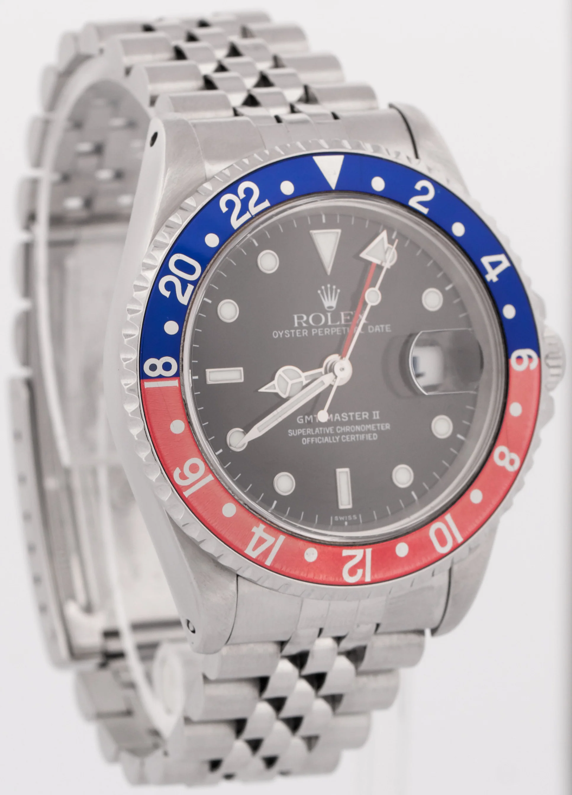 Rolex GMT-Master II 40mm PEPSI Red Blue Stainless Steel JUBILEE Date 16710 Watch - Image 4