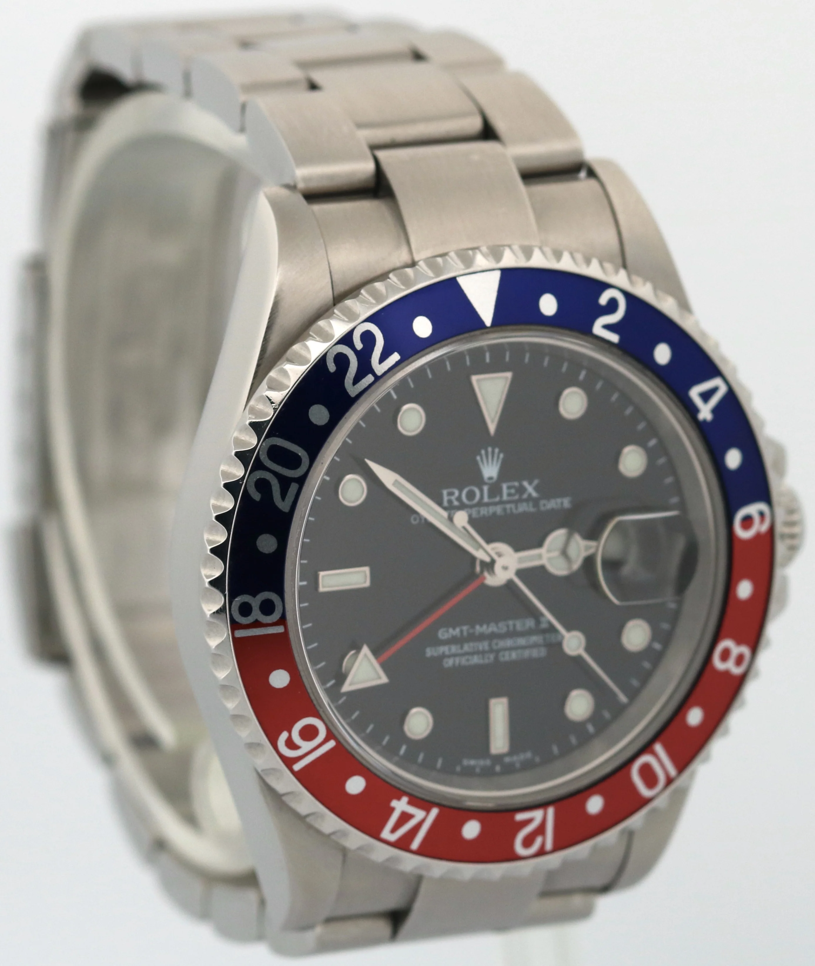 Rolex GMT-Master II PEPSI Blue Red Stainless Steel Oyster NO-HOLES Black 16710 - Image 4