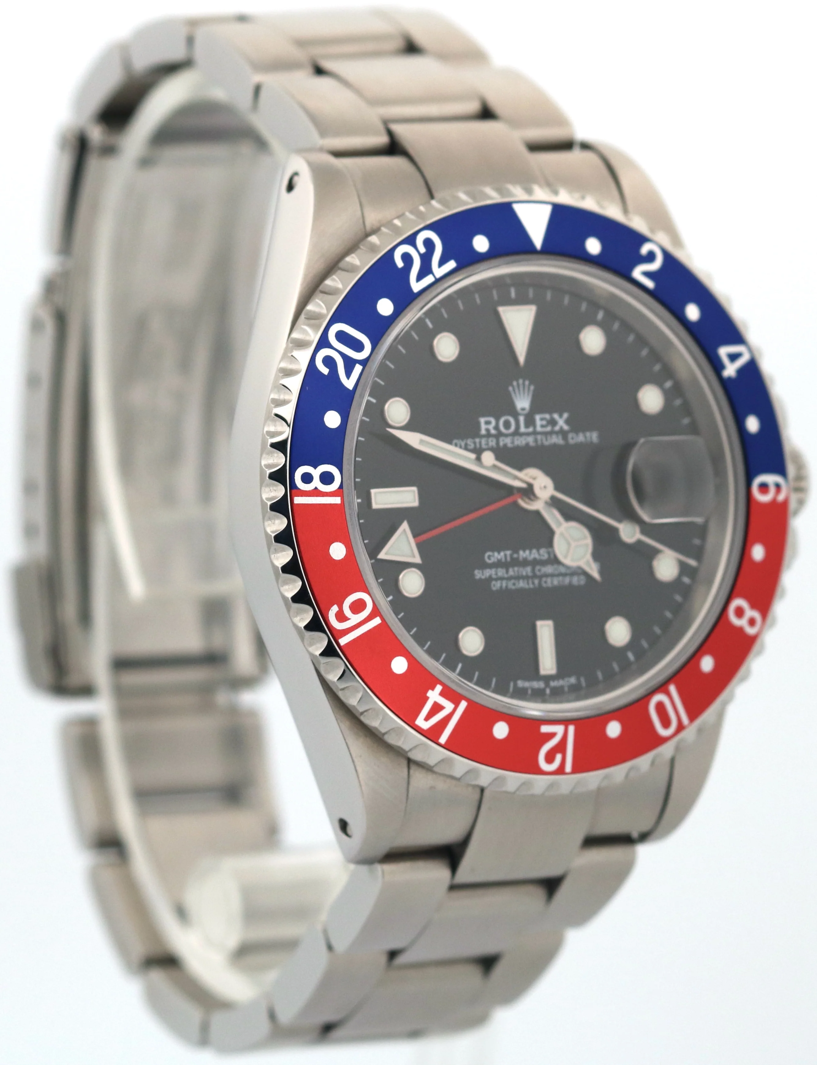 Rolex GMT-Master II PEPSI Blue Red Stainless Steel Oyster Black Date 16710 Watch - Image 4