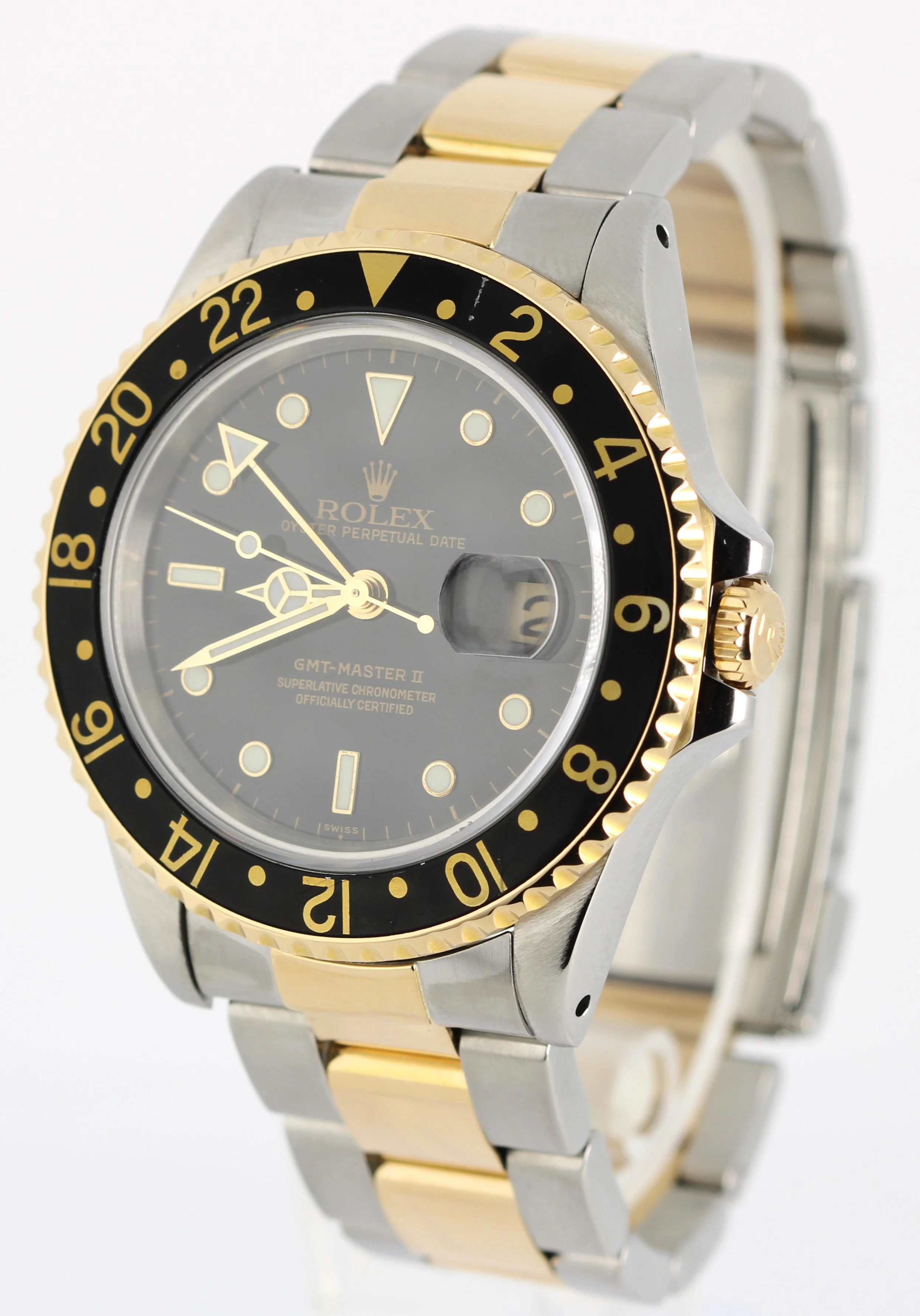 Rolex GMT-Master II Two-Tone 18K Yellow Gold Steel Black 40mm 16713 Watch - Image 3