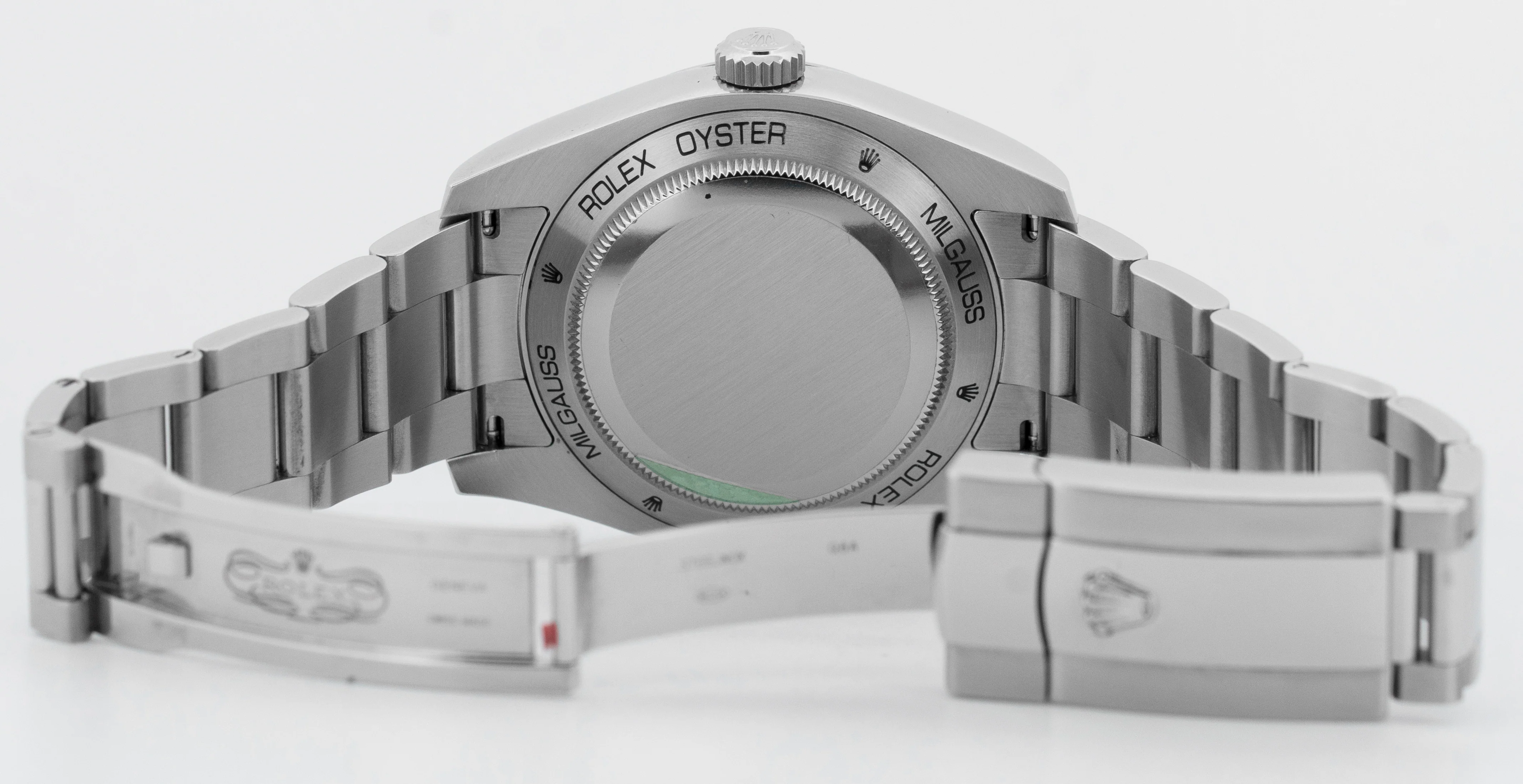 Rolex Milgauss BLACK Green Orange Stainless Steel 40mm Oyster 116400 GV Watch - Image 8