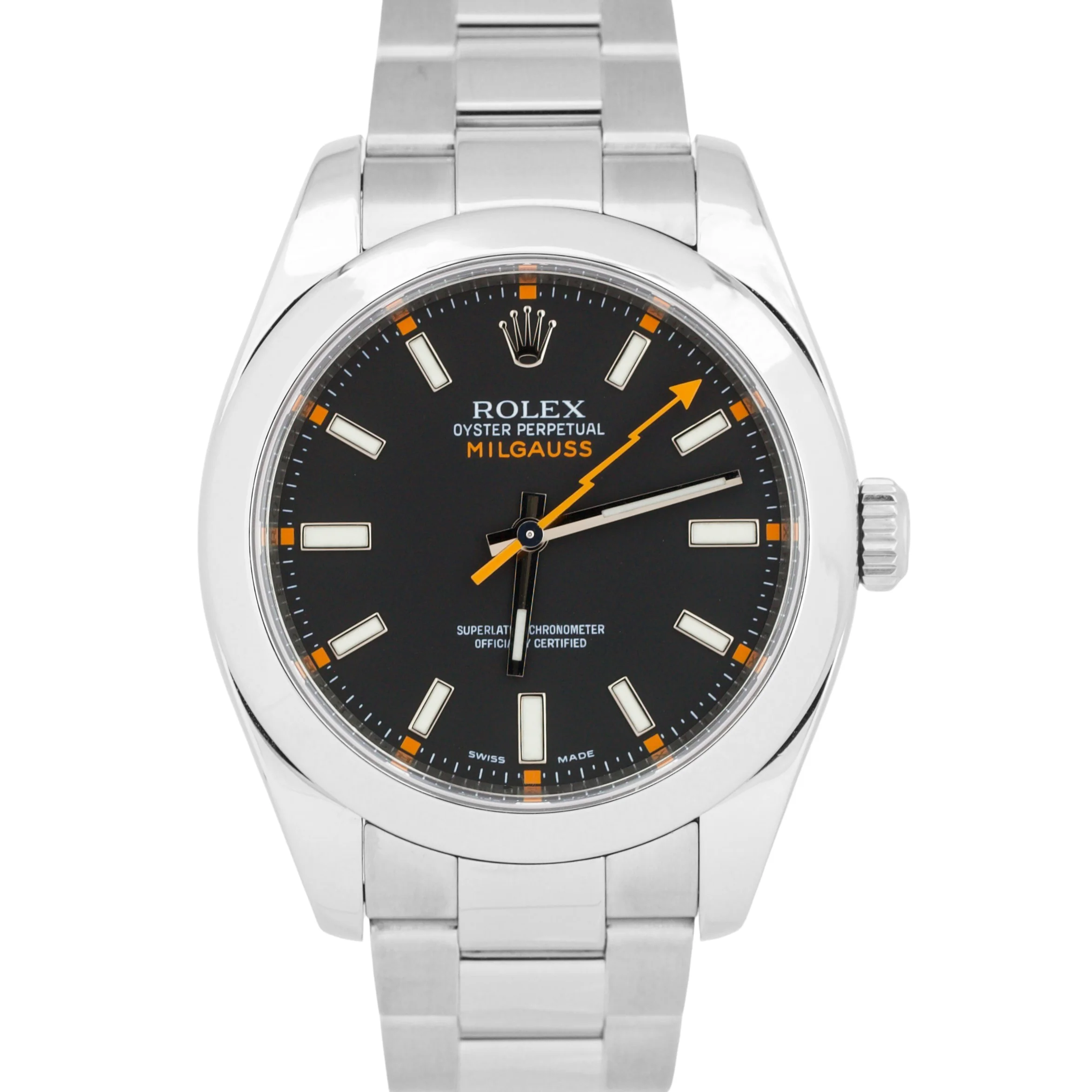 Rolex Milgauss BLACK Orange 40mm Stainless Steel Automatic Oyster 116400 Watch