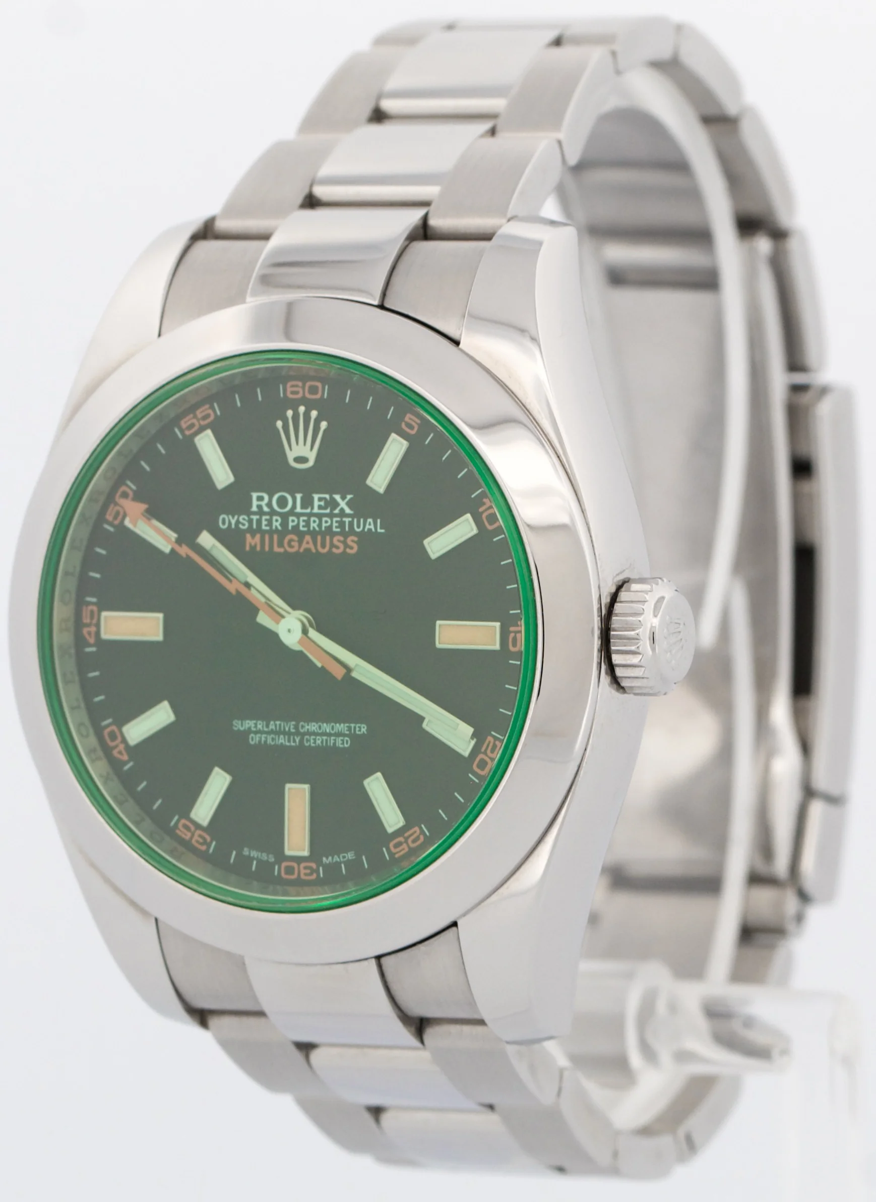 Rolex Milgauss BLACK Orange Stainless Steel 40mm Smooth Oyster 116400 GV BOX - Image 3