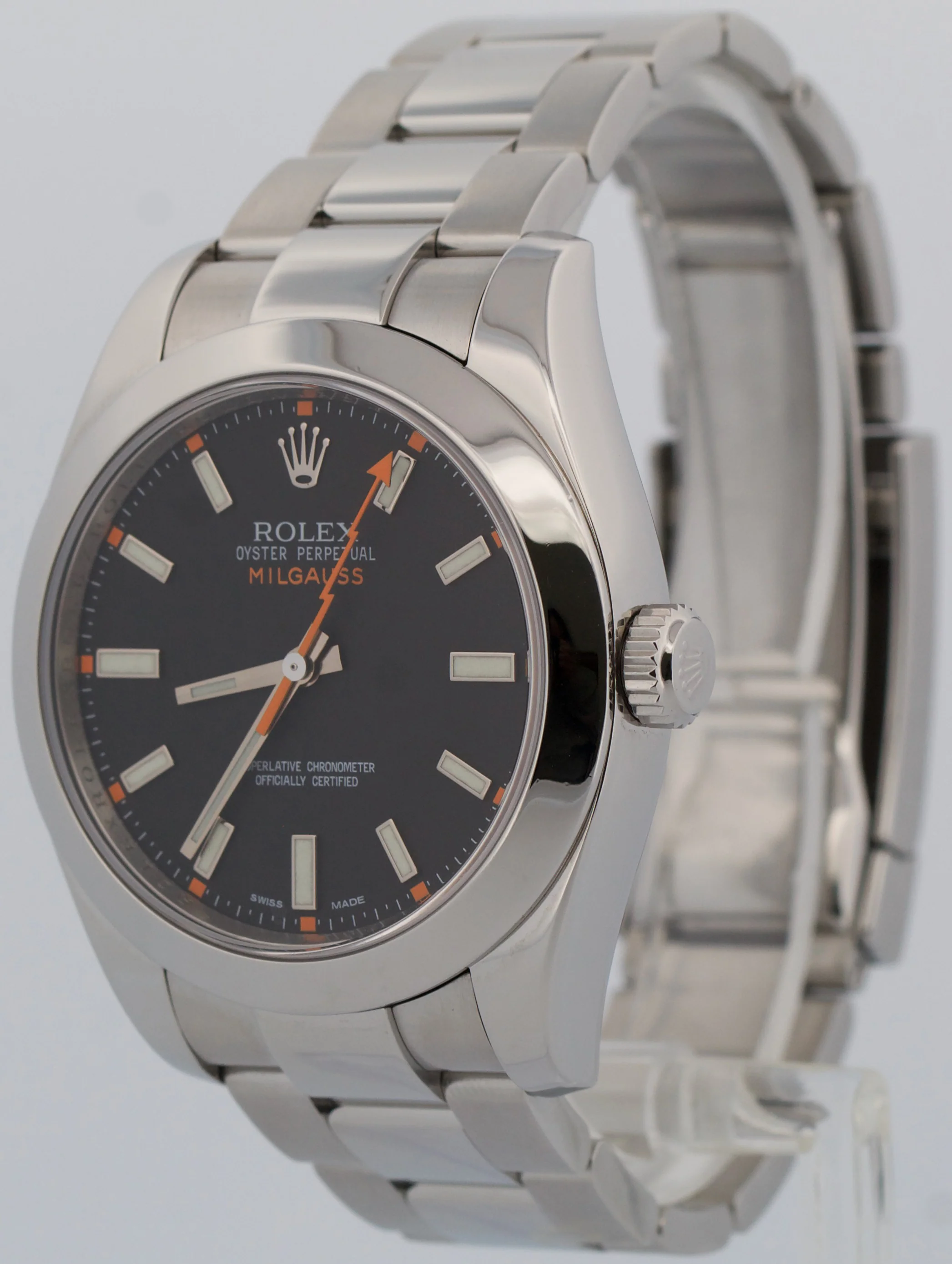 Rolex Milgauss BLACK Orange Stainless Steel 40mm Smooth Oyster 116400 Watch - Image 3