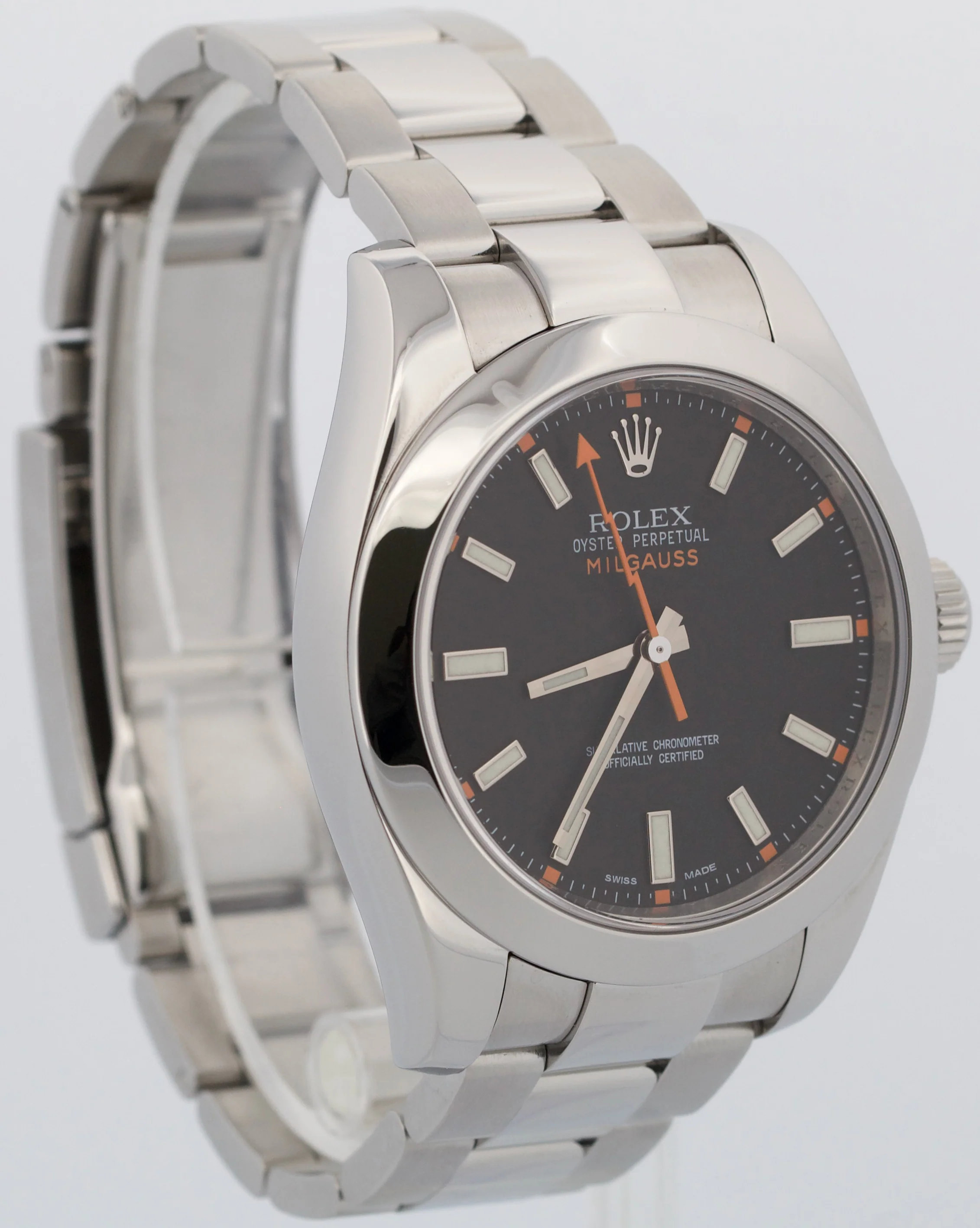 Rolex Milgauss BLACK Orange Stainless Steel 40mm Smooth Oyster 116400 Watch - Image 4