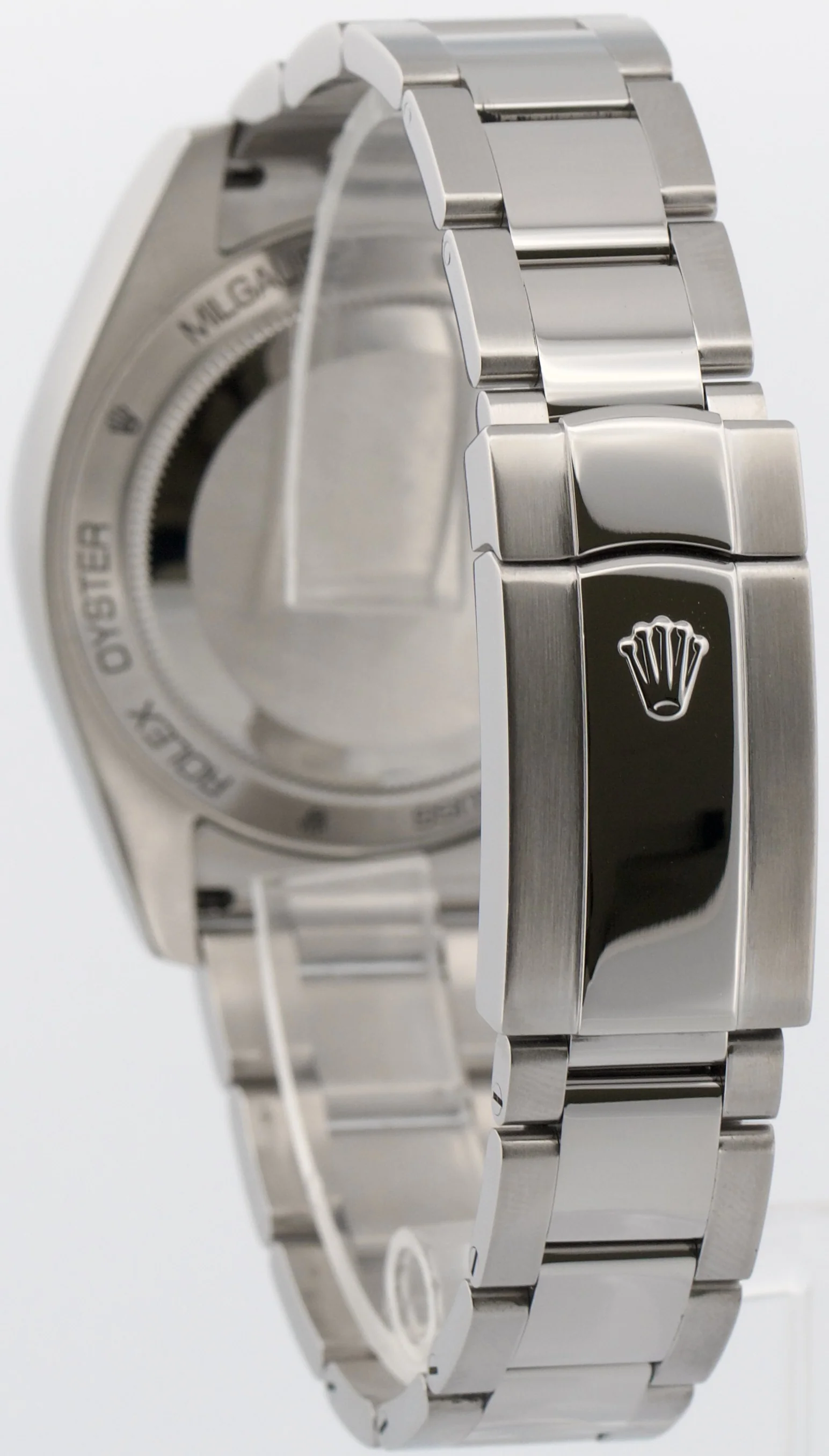 Rolex Milgauss BLACK Orange Steel Green Crystal 40mm Smooth Oyster 116400 GV - Image 5