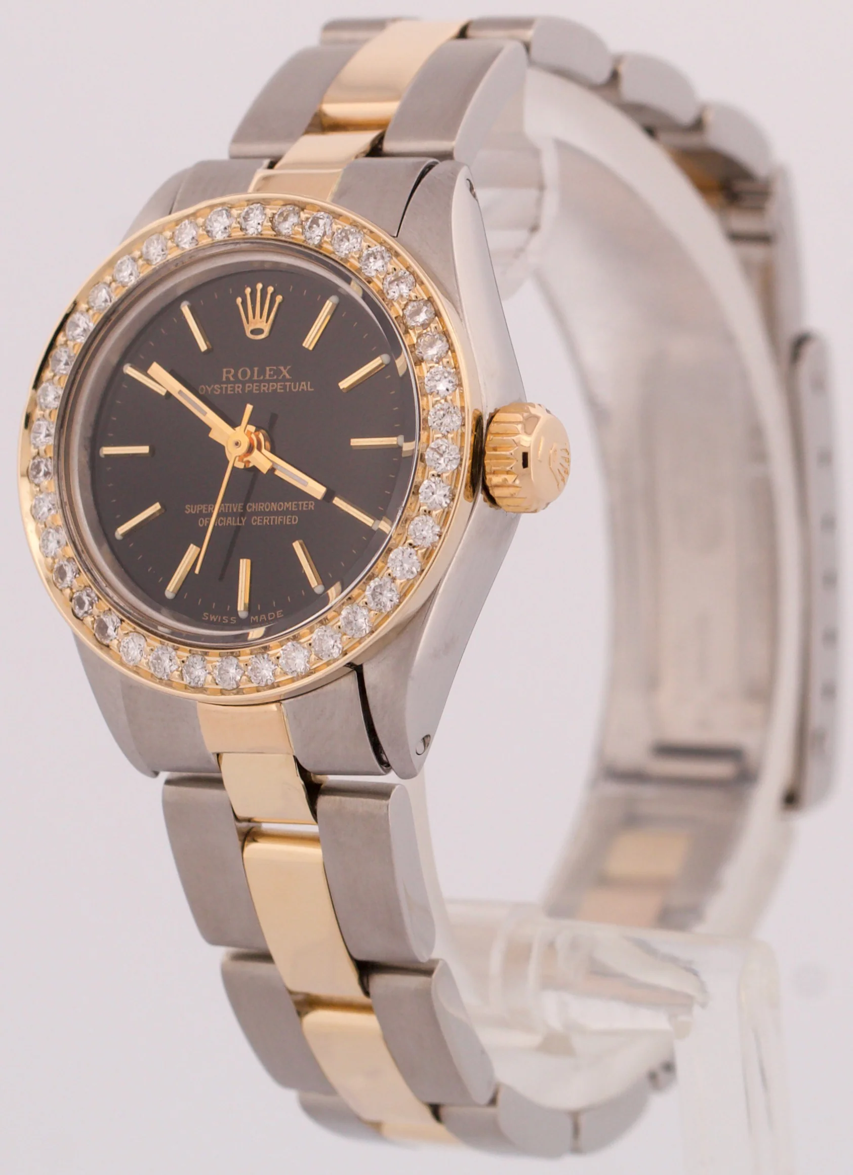 Rolex Oyster Perpetual 26mm 18K Yellow Gold BLACK DIAMOND Steel OYSTER 6719 BOX - Image 3