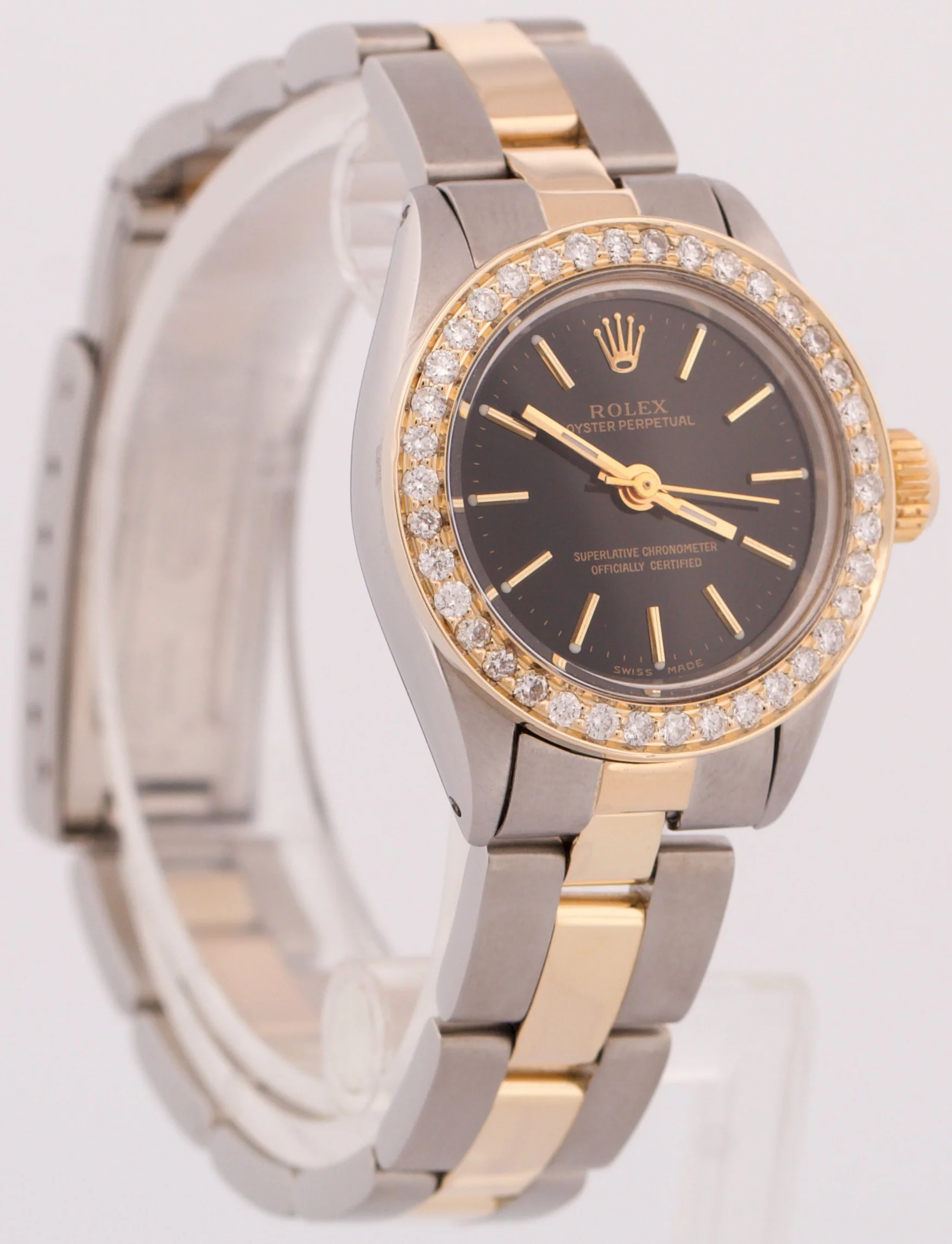 Rolex Oyster Perpetual 26mm 18K Yellow Gold BLACK DIAMOND Steel OYSTER 6719 BOX - Image 4
