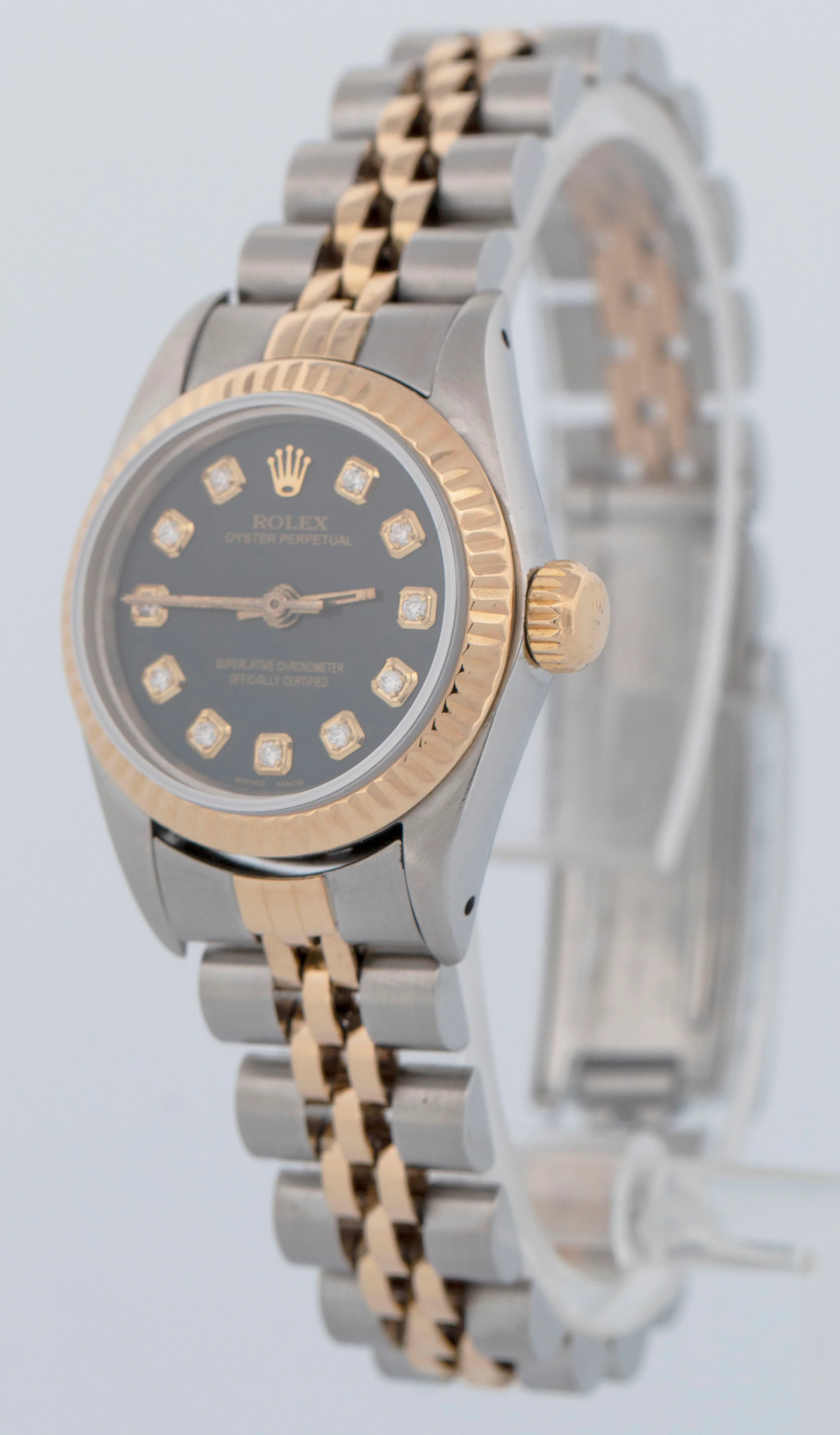 Rolex Oyster Perpetual 24mm BLUE DIAMOND Two-Tone 18K Gold Jubilee Watch 67193 - Image 3