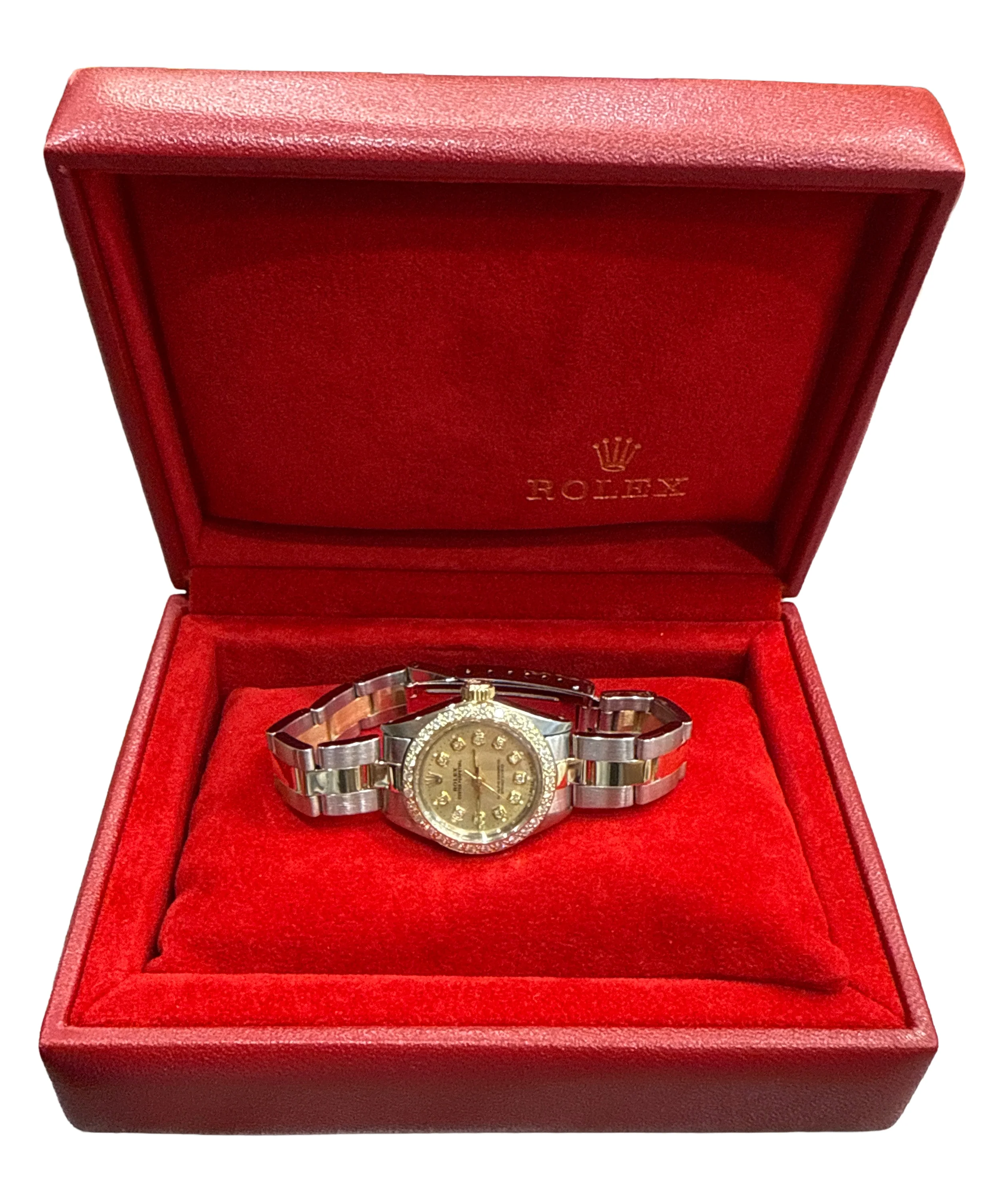 Rolex Oyster Perpetual 24mm CHAMPAGNE DIAMOND 18K Gold Stainless Watch 6719 BOX - Image 2
