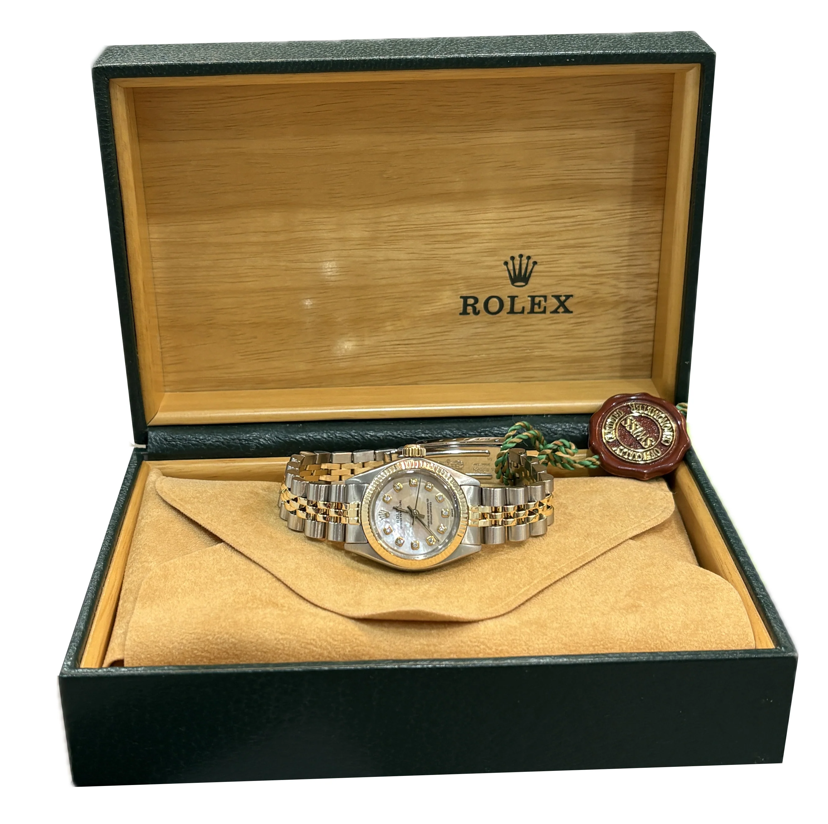 Rolex Oyster Perpetual 24mm Mother of Pearl DIAMOND 18K Gold 6719 Jubilee Watch - Image 2