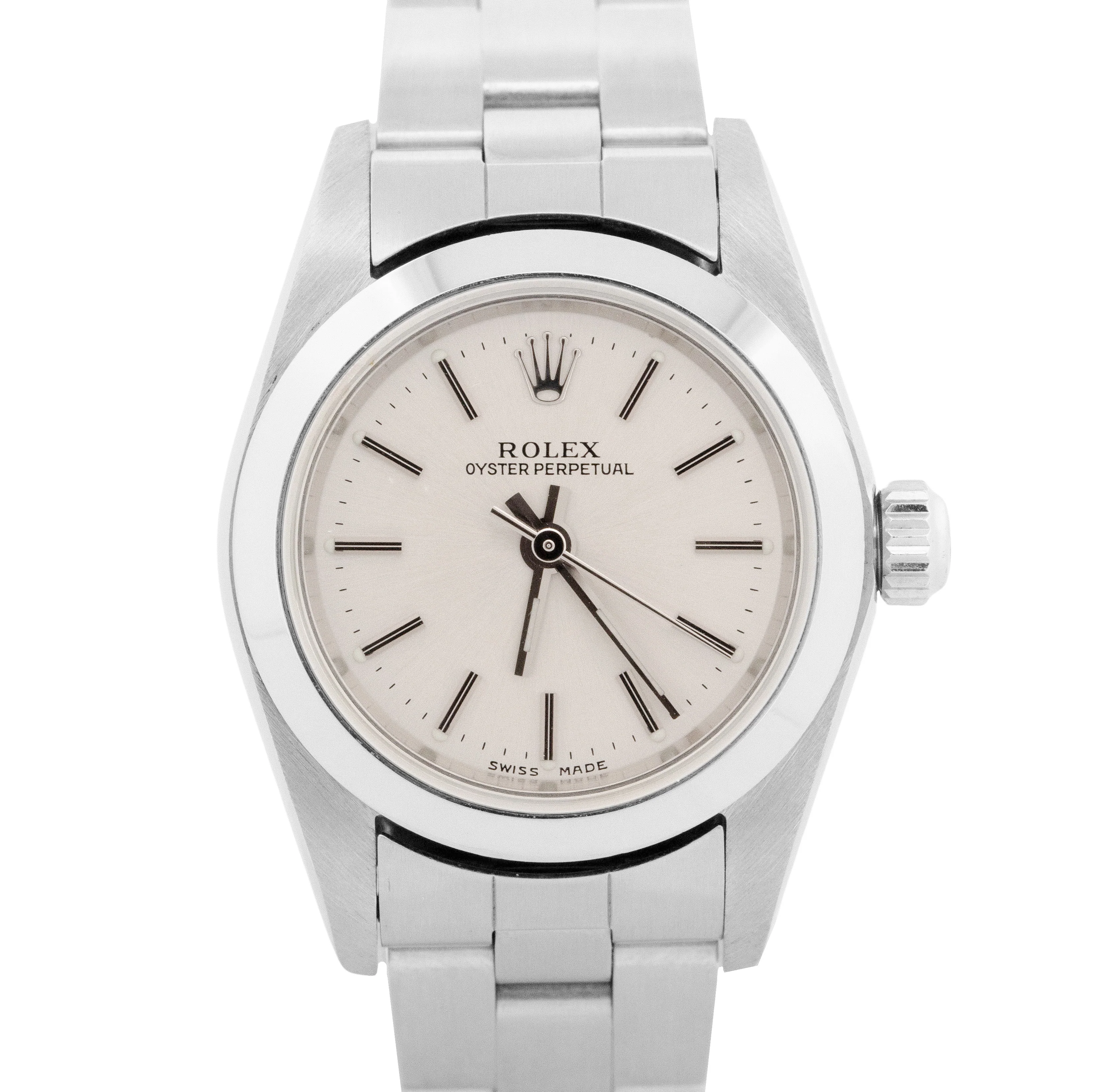 Rolex Oyster Perpetual 24mm Silver NO-HOLES Stainless Steel Oyster Watch 76080