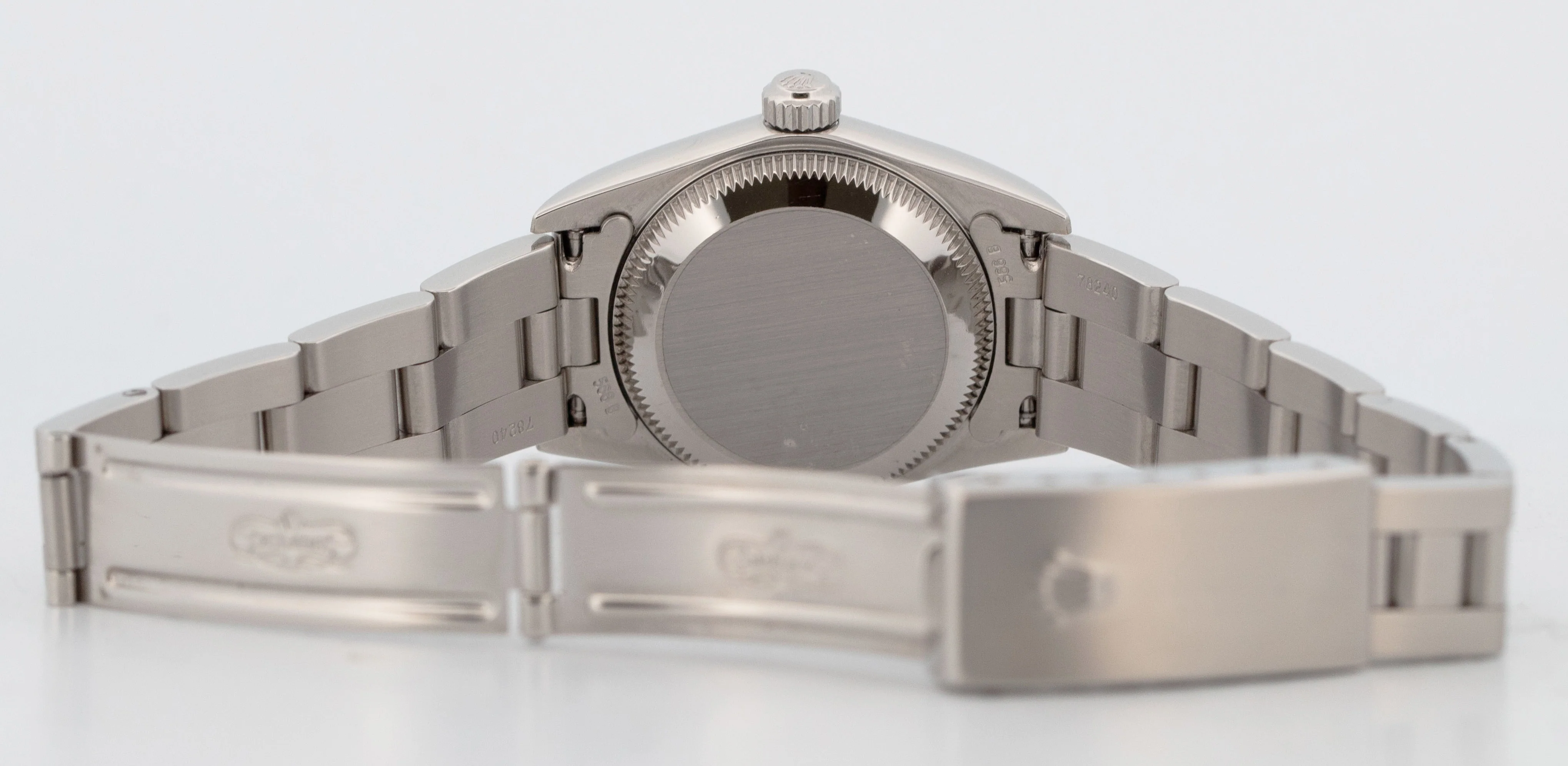 Rolex Oyster Perpetual 24mm Silver NO-HOLES Stainless Steel Oyster Watch 76080 - Image 10