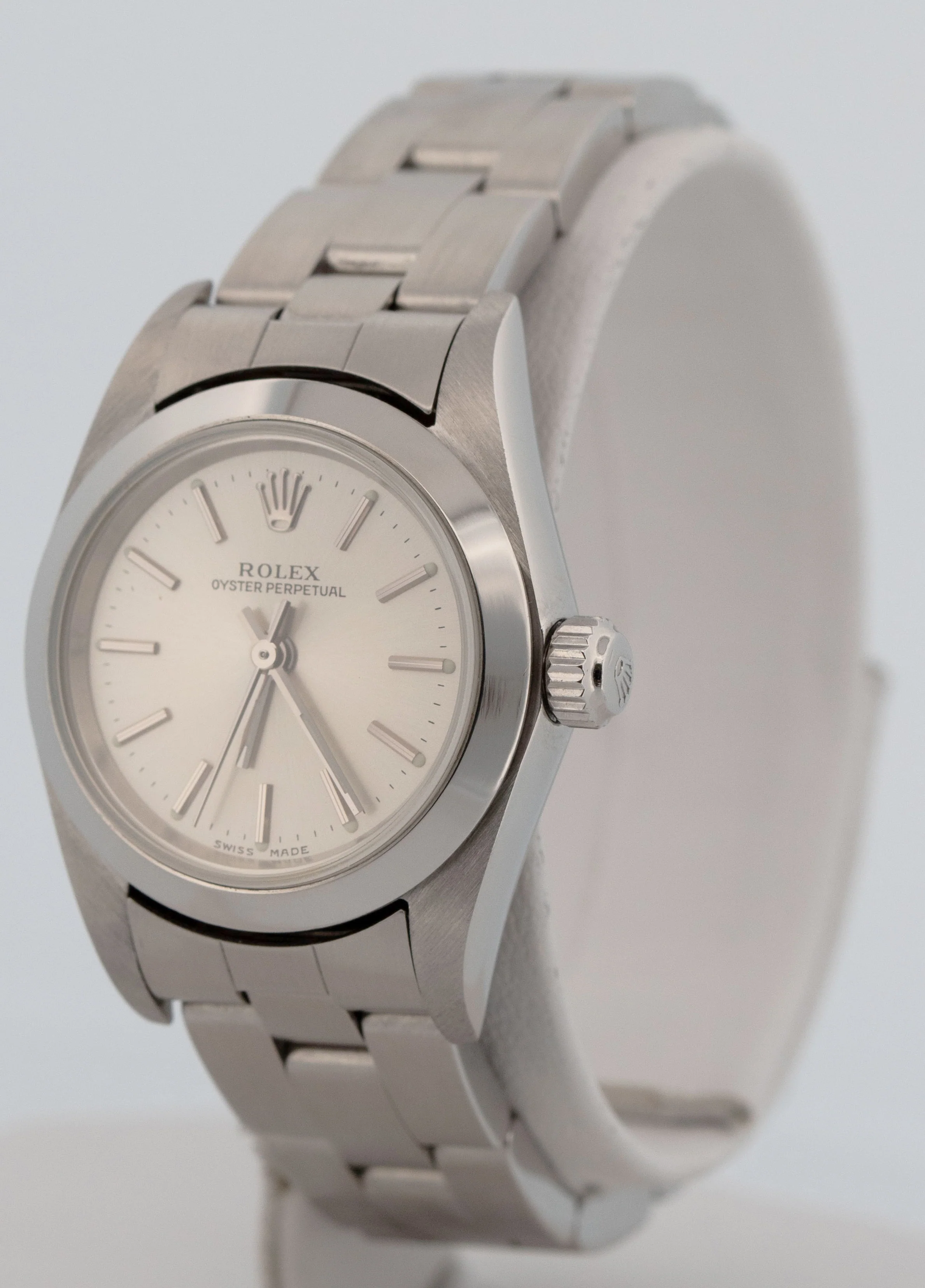 Rolex Oyster Perpetual 24mm Silver NO-HOLES Stainless Steel Oyster Watch 76080 - Image 3