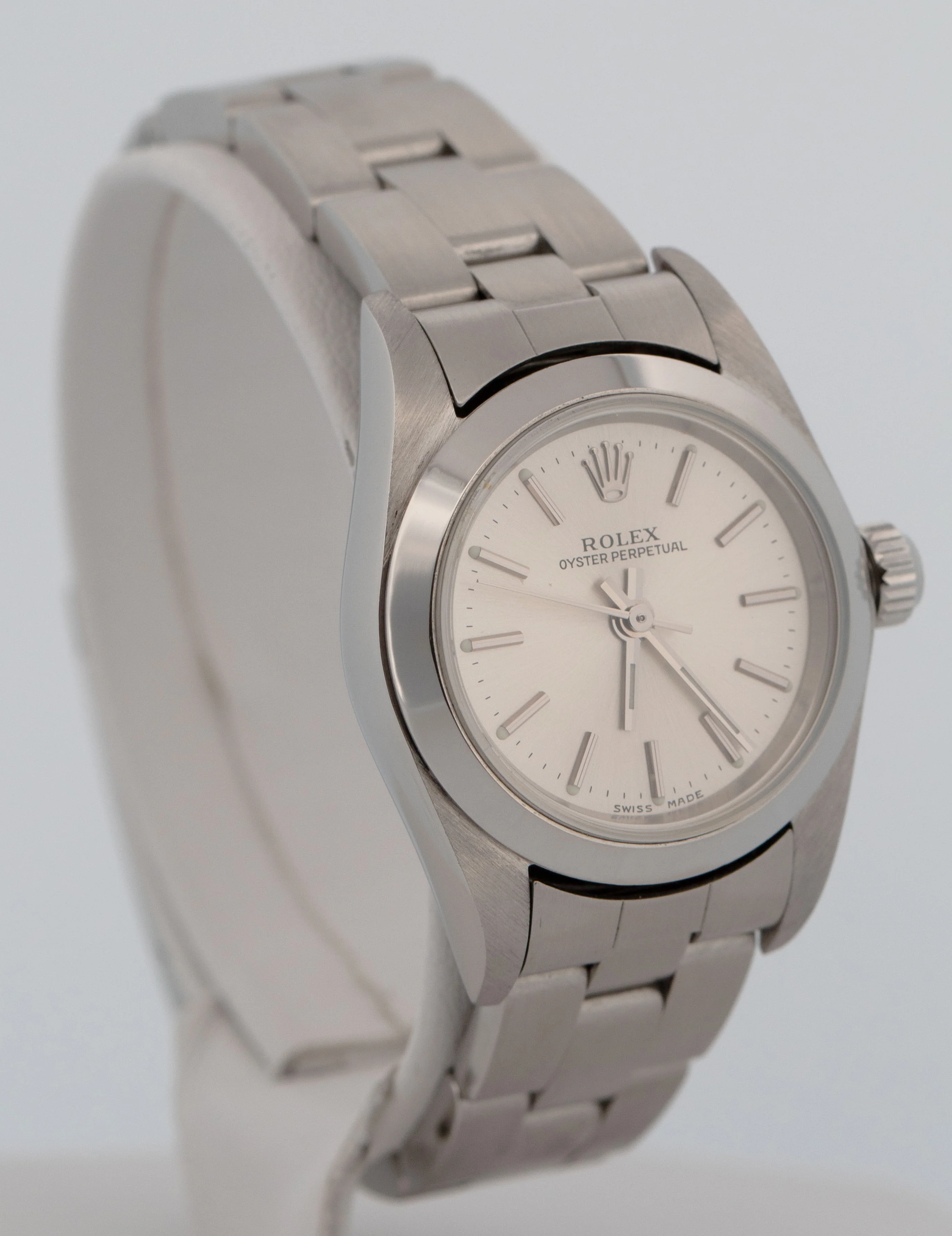Rolex Oyster Perpetual 24mm Silver NO-HOLES Stainless Steel Oyster Watch 76080 - Image 5